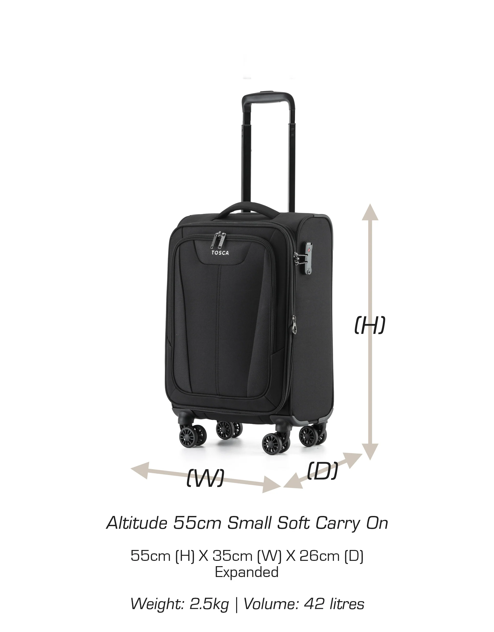 Altitude 55cm Small Soft Carry On - Black - Image 5