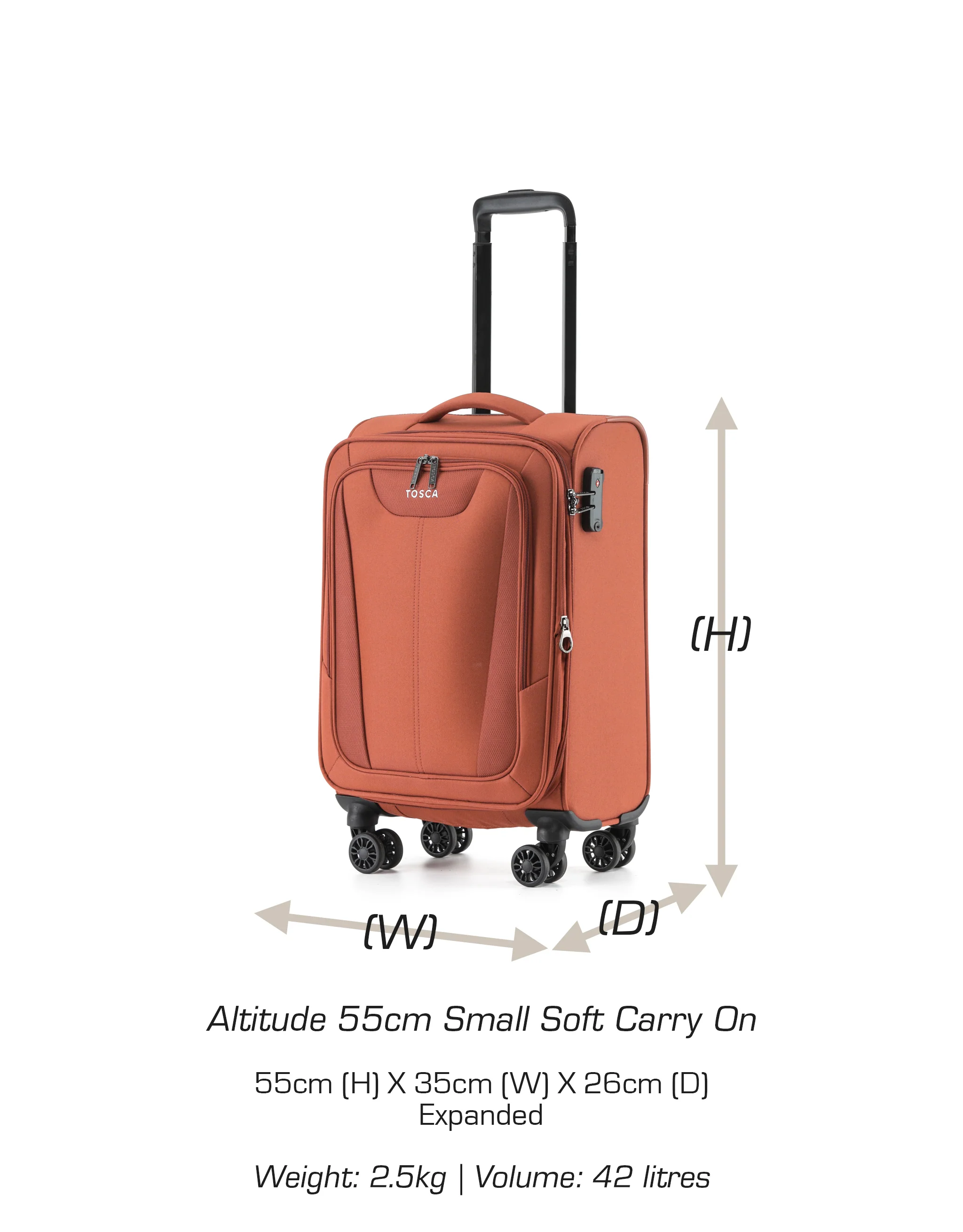 Altitude 55cm Small Soft Carry On - Rust - Image 5