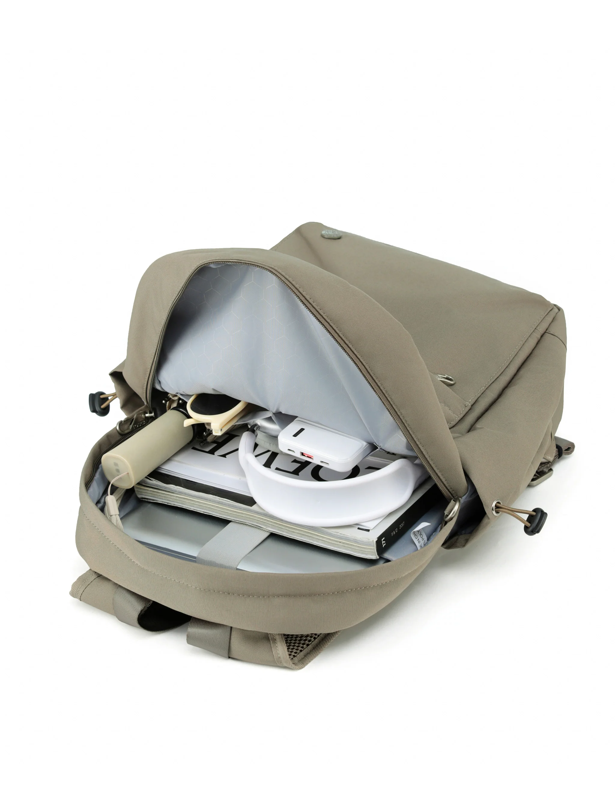 Anti-Theft Large Backpack - Taupe - Image 3