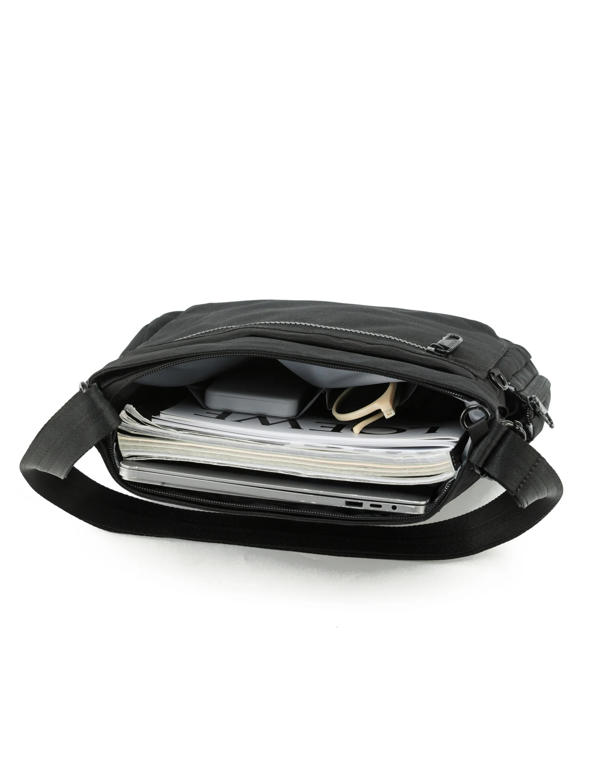 Anti-Theft Square Large Shoulder Bag with Handle - Black - Image 3