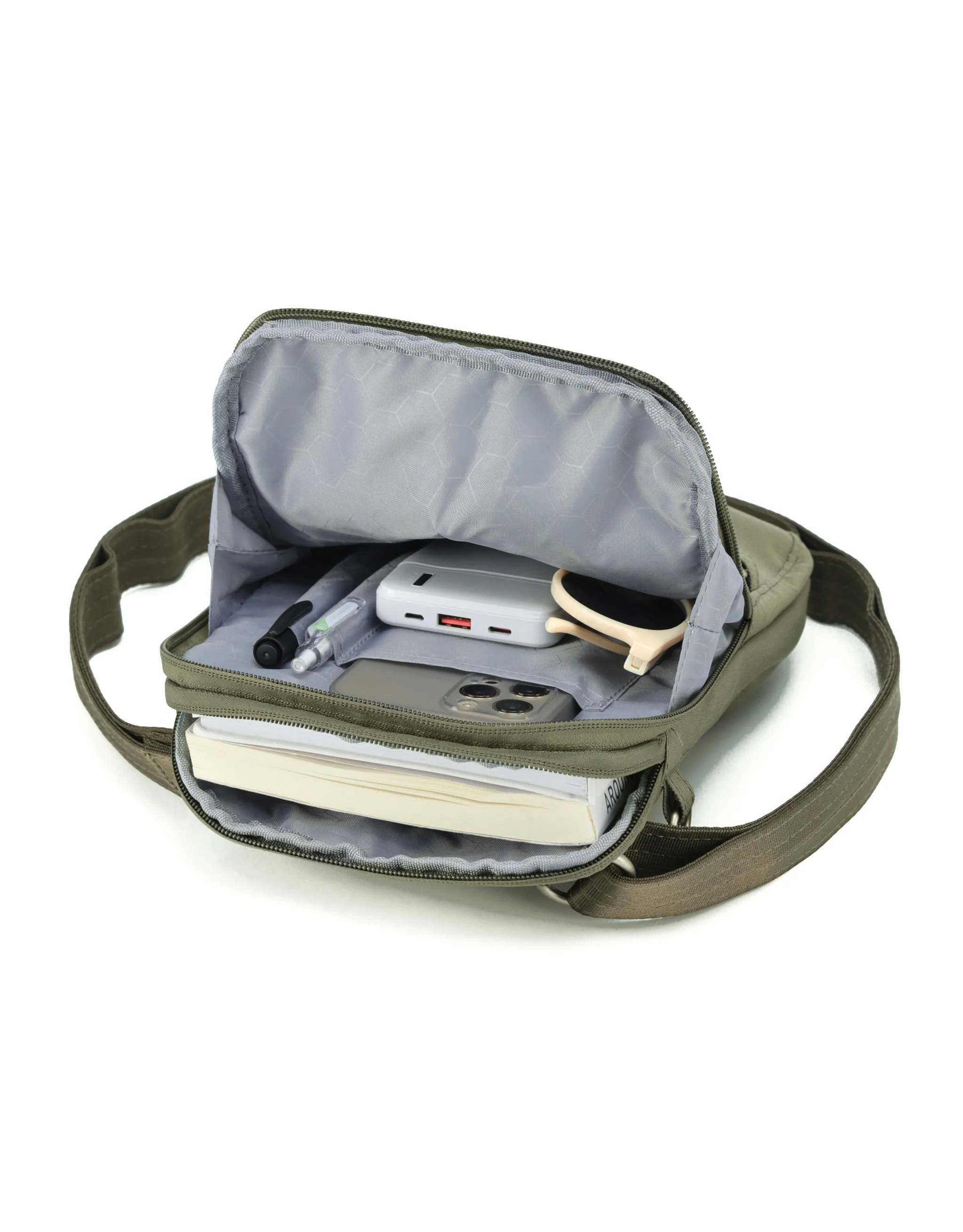 Anti-Theft Cross Body Shoulder Bag - Khaki - Image 3
