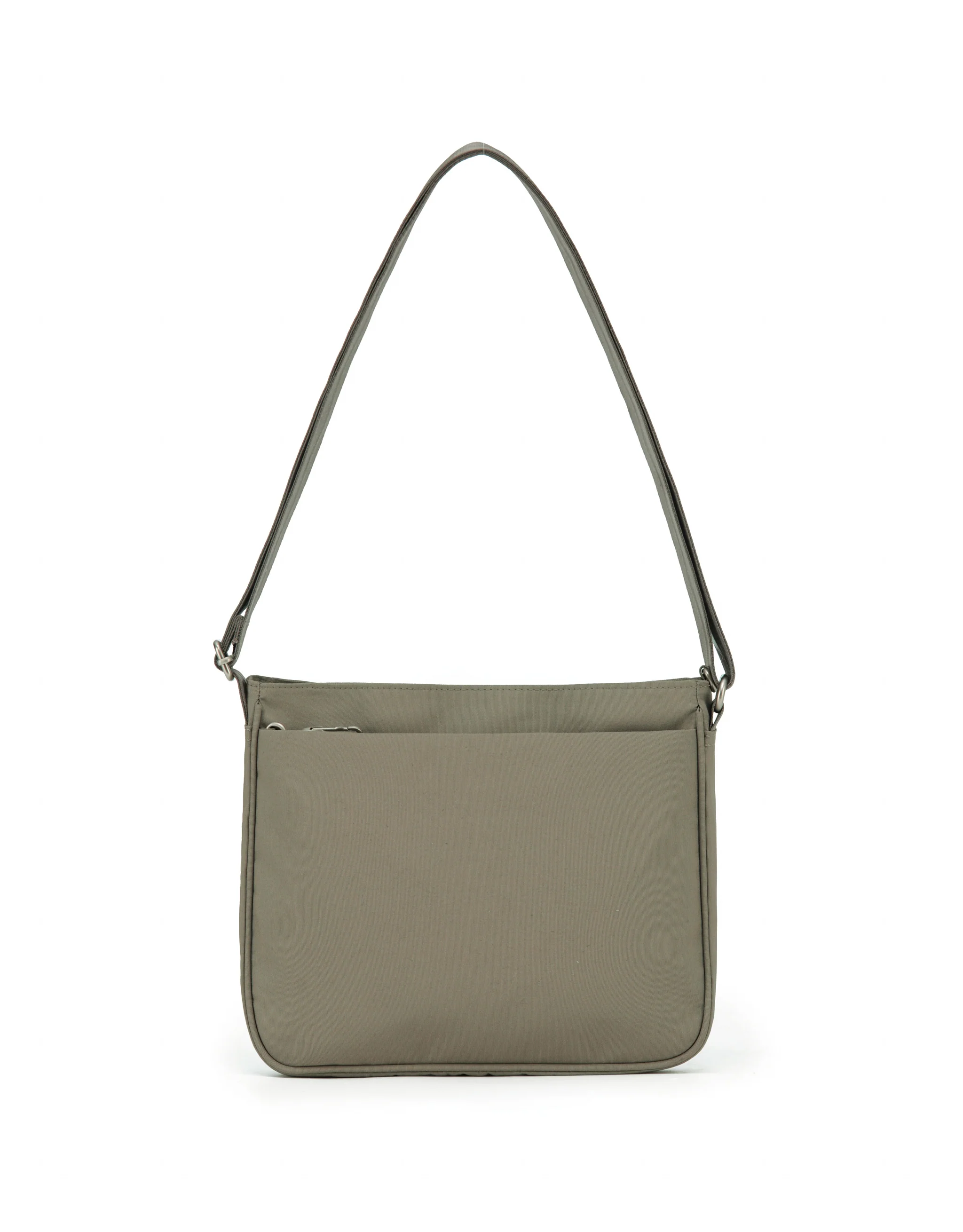 Anti-Theft Square Large Shoulder Bag with Handle - Taupe - Image 2
