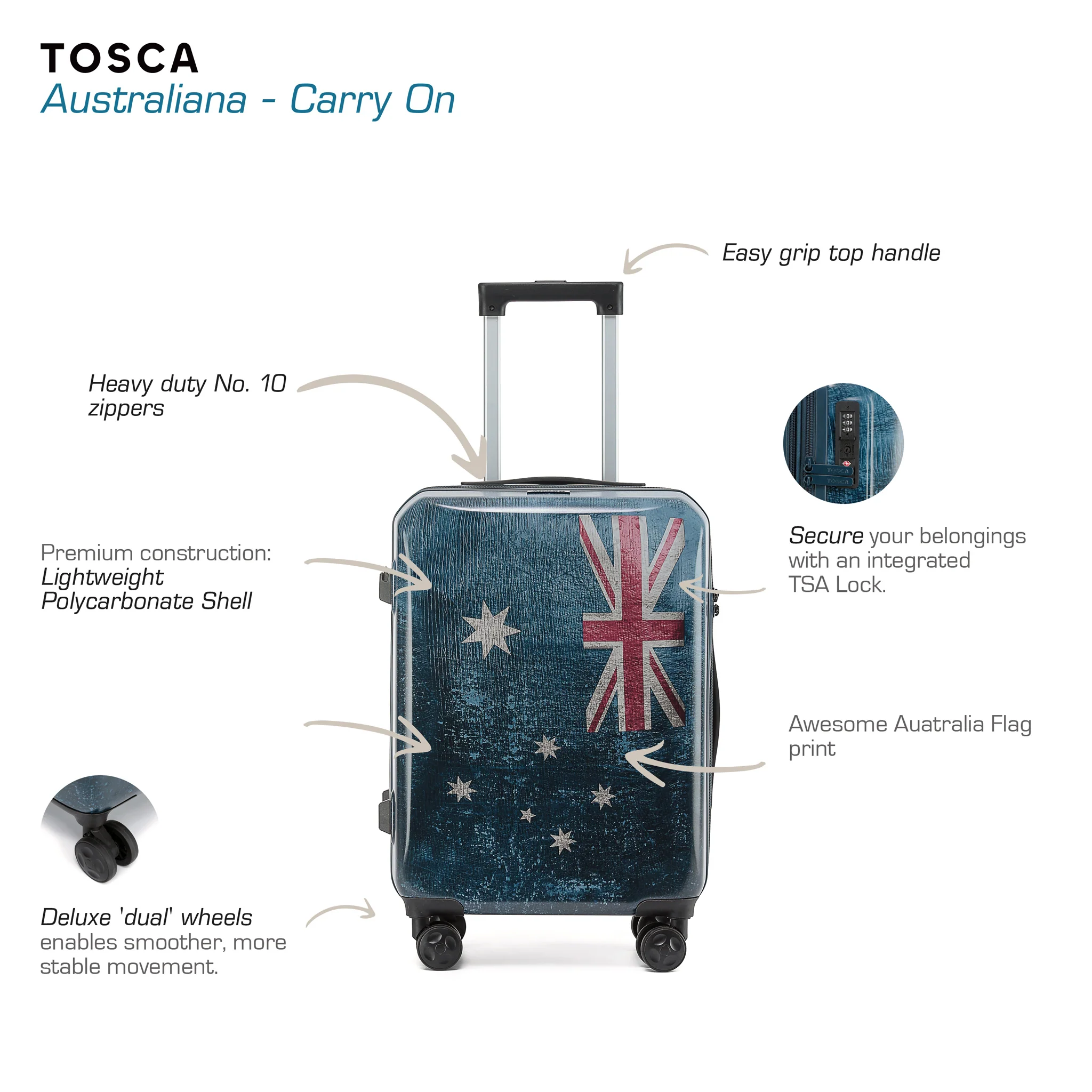 Australiana 55cm Small Hard Carry On - Image 3
