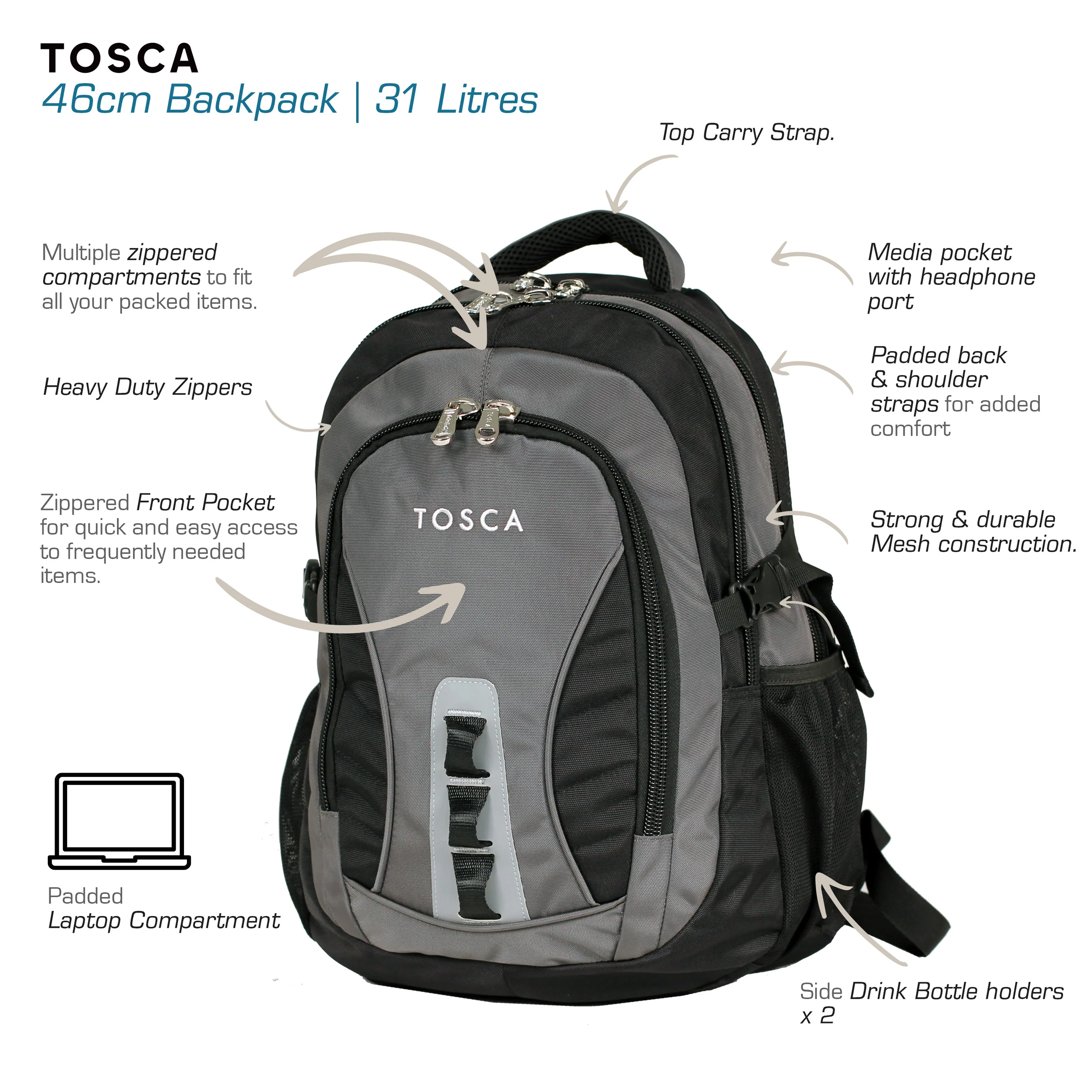 Backpack - Black/Grey - Image 3