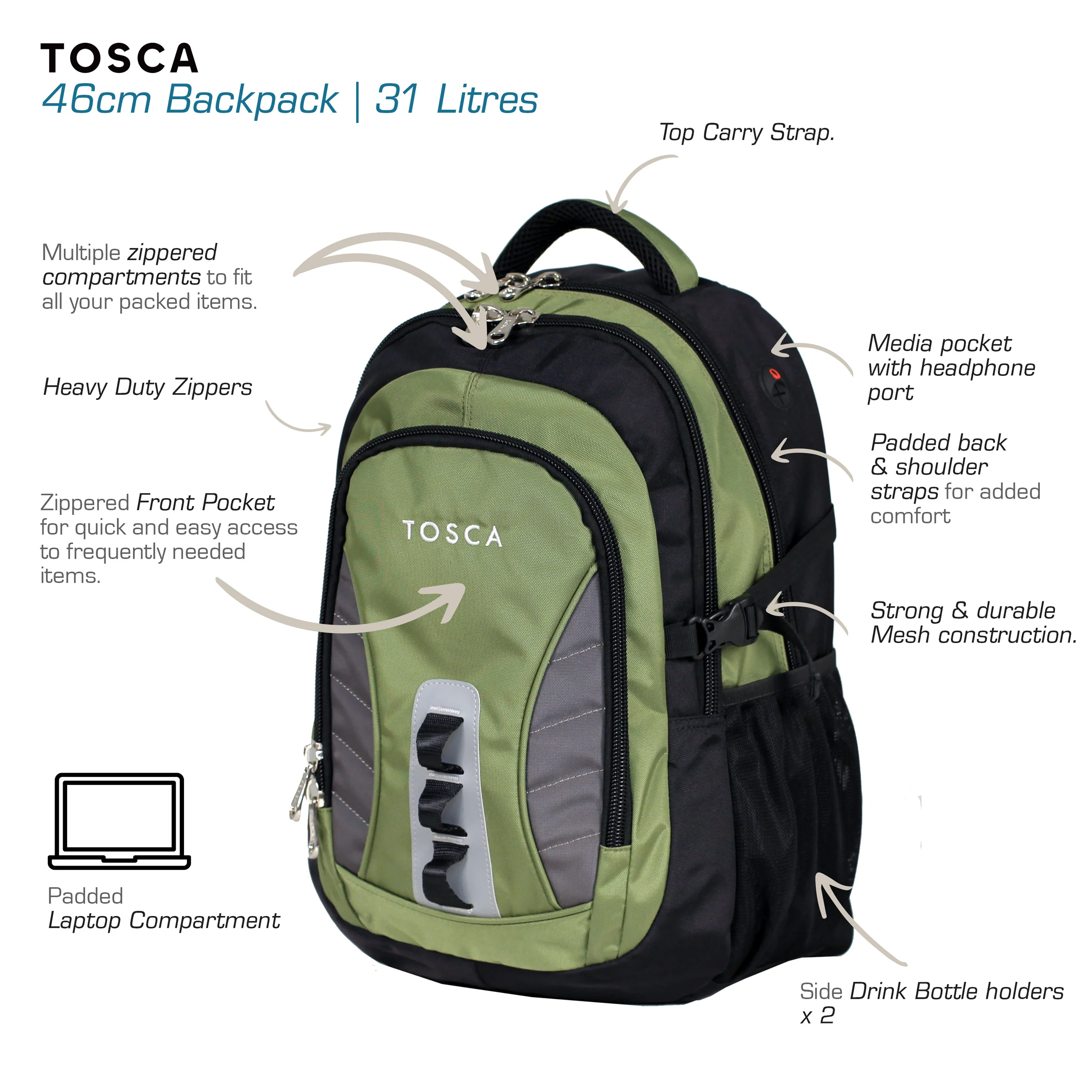 Backpack - Khaki/Grey - Image 3