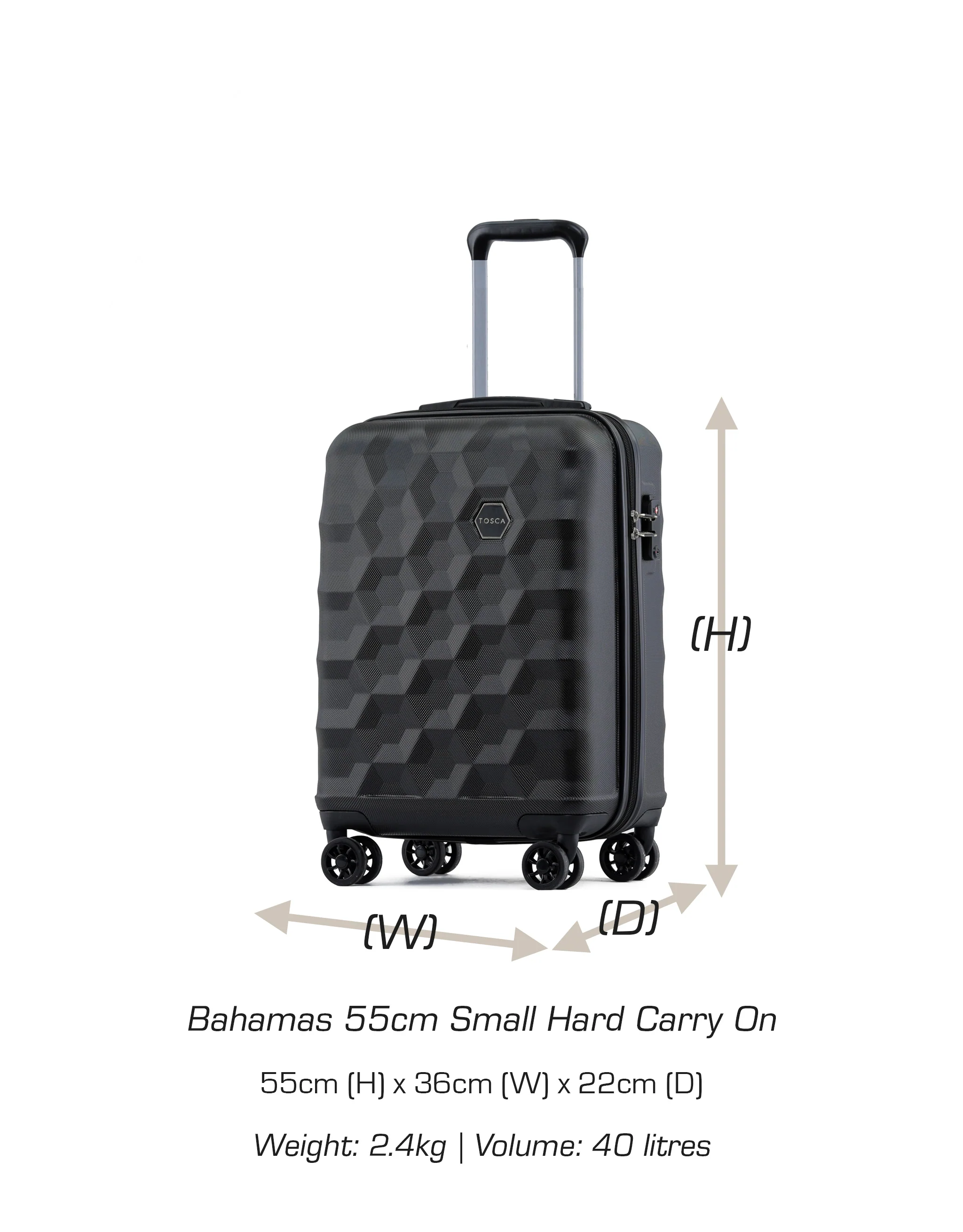Bahamas 55cm Hard Case Carry On - Black - Image 7