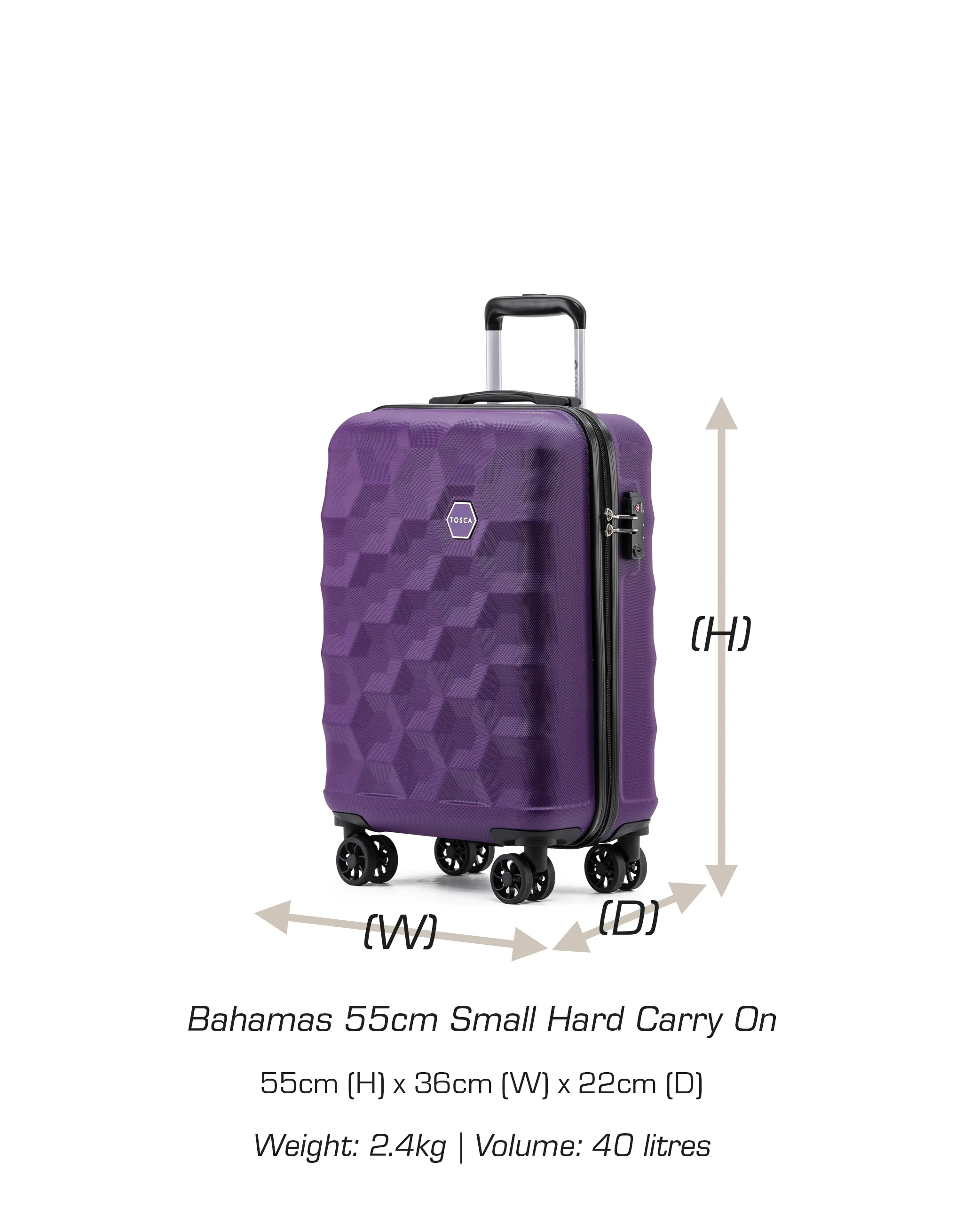 Bahamas 55cm Small Hard Carry On - Purple - Image 7