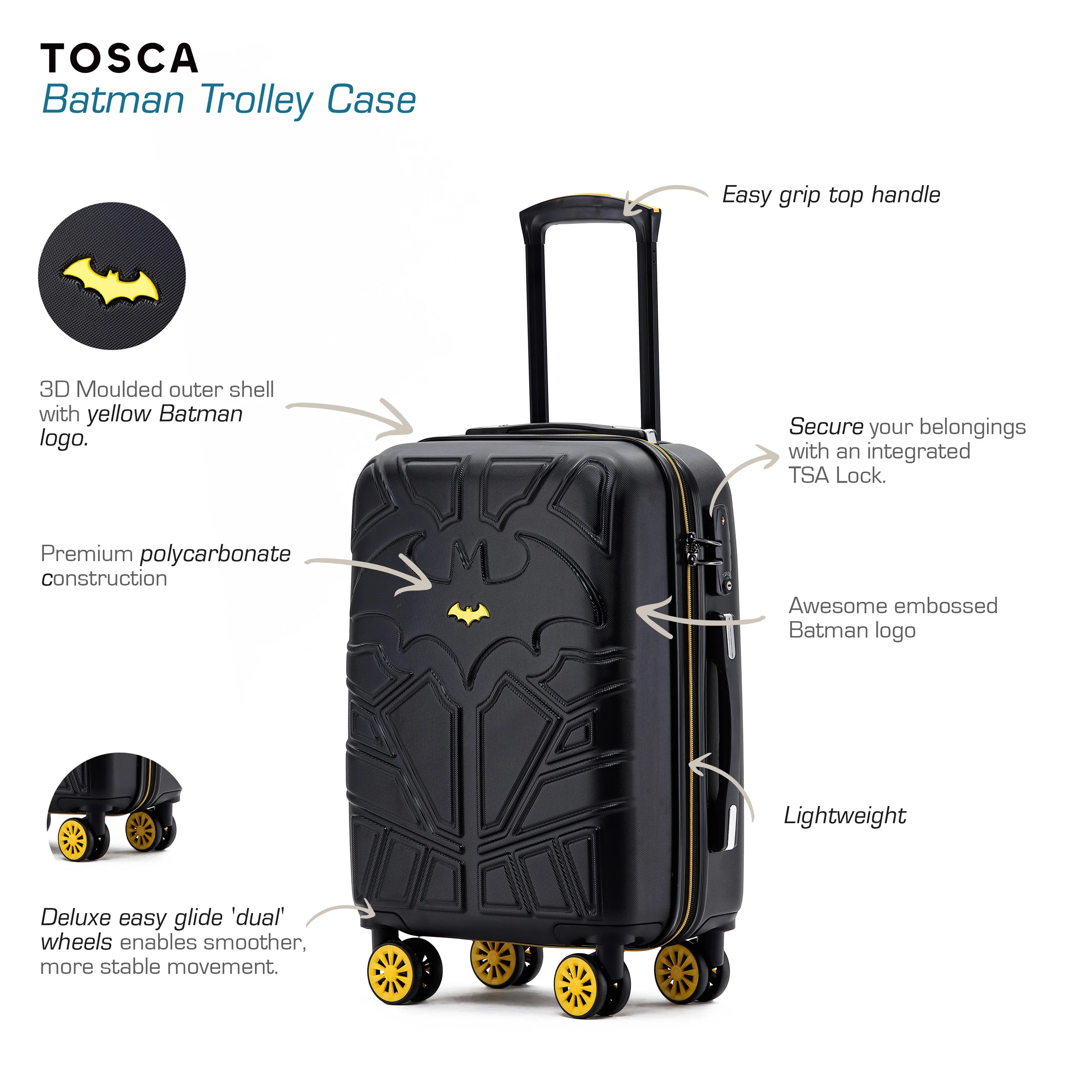Batman 50cm Small Hard Carry On - Black - Image 4