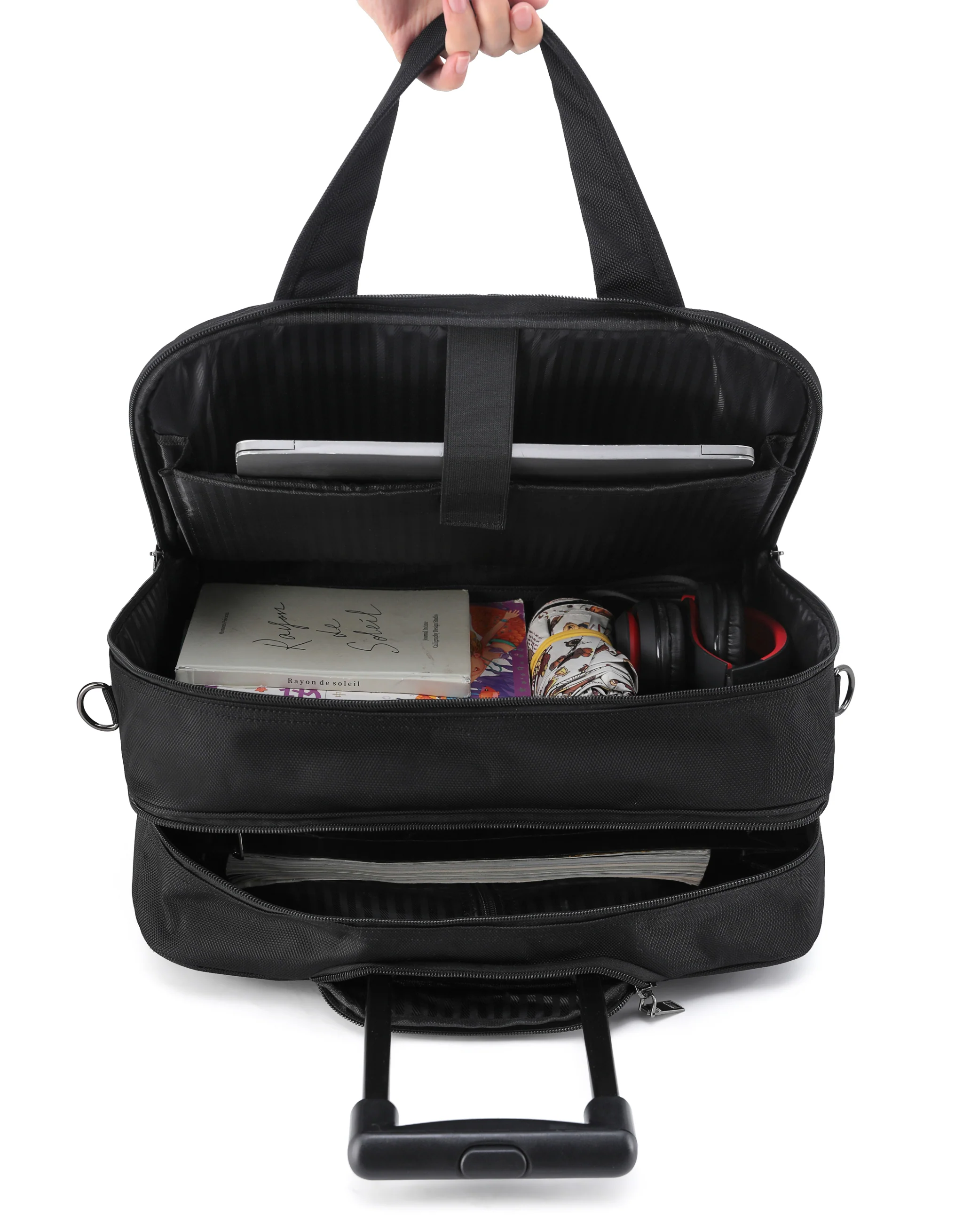 Business Trolley Case with Laptop Compartment - Black - Image 3