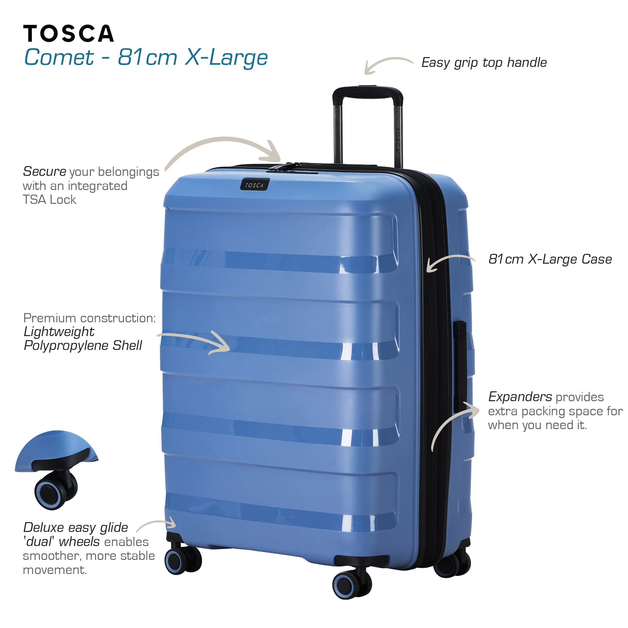 Comet 81cm X-Large Hard Suitcase - Infinity Blue - Image 4