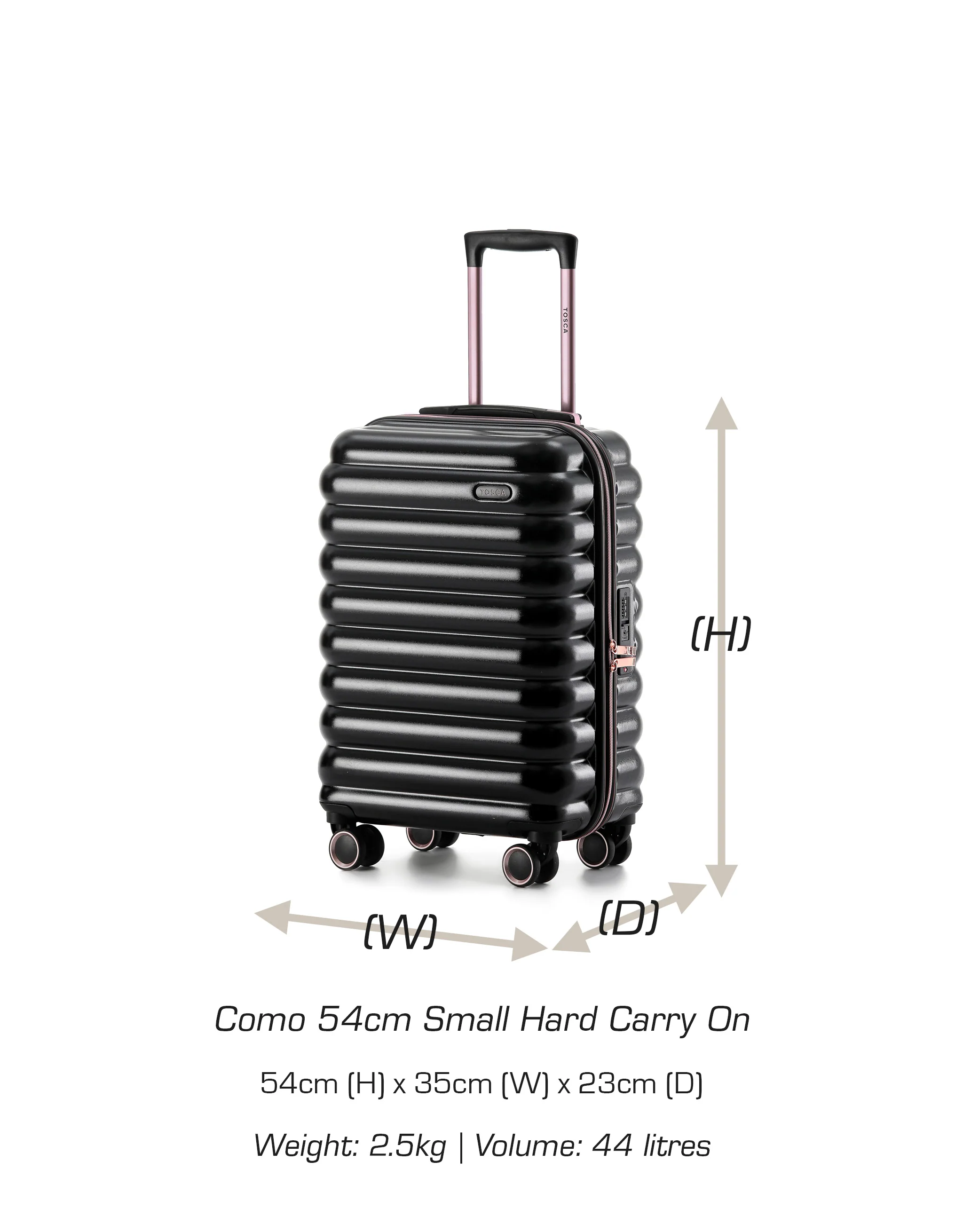 Como 54cm Small Hard Case Carry On - Black - Image 6