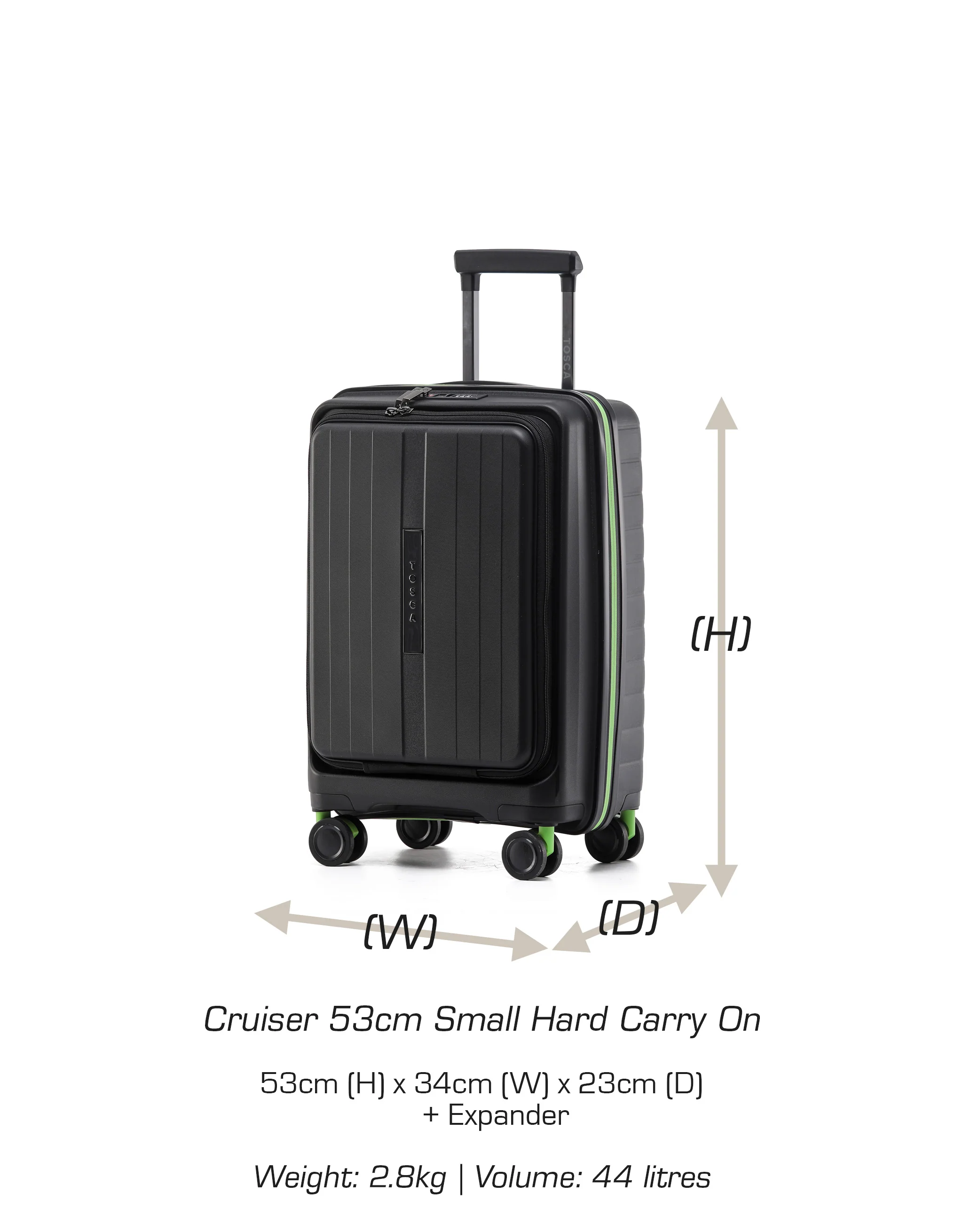 Cruiser 53cm Small Front Opening Hard Suitcase Carry On - Black - Image 8