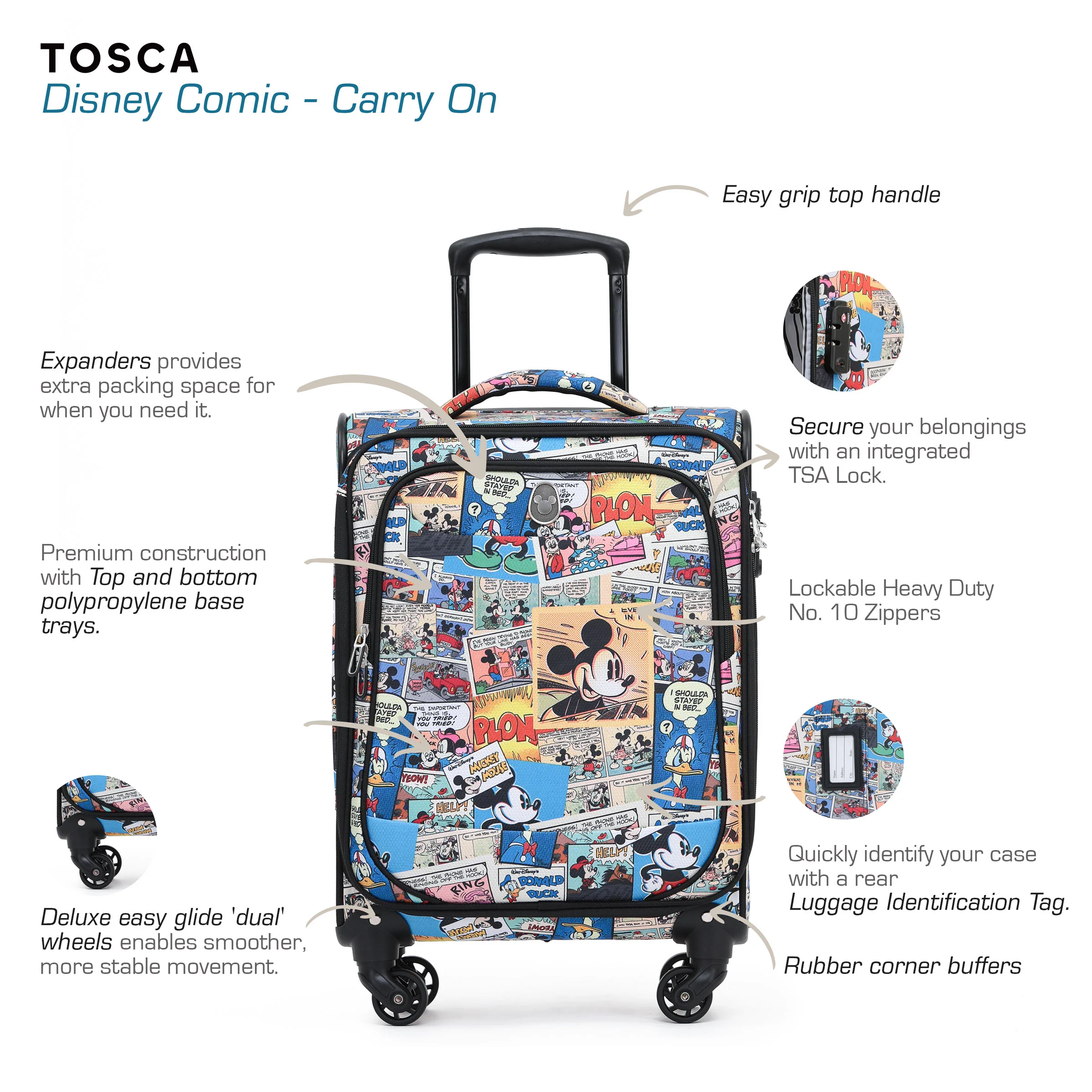 Disney Mickey Mouse Comic Soft Carry On - Multi - Image 5