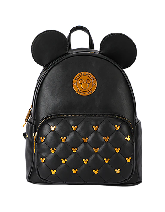 Disney Mickey Mouse PU Leather Fashion Backpack - Black