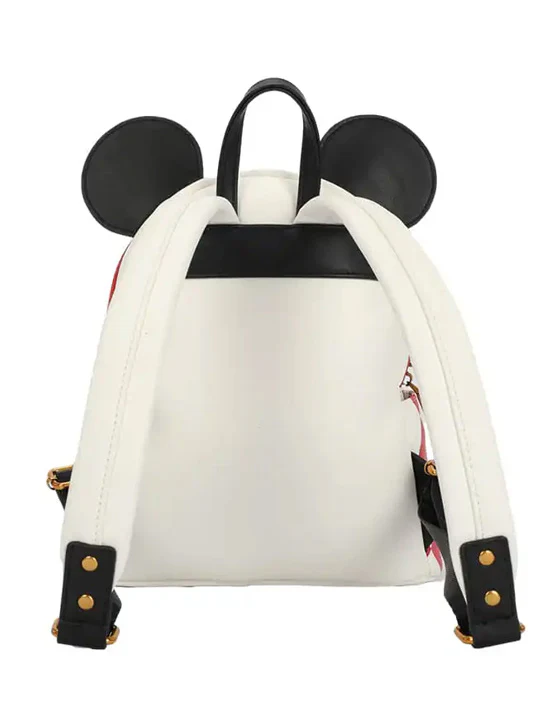 Disney Mickey Mouse PU Leather Fashion Backpack - White/Red - Image 2
