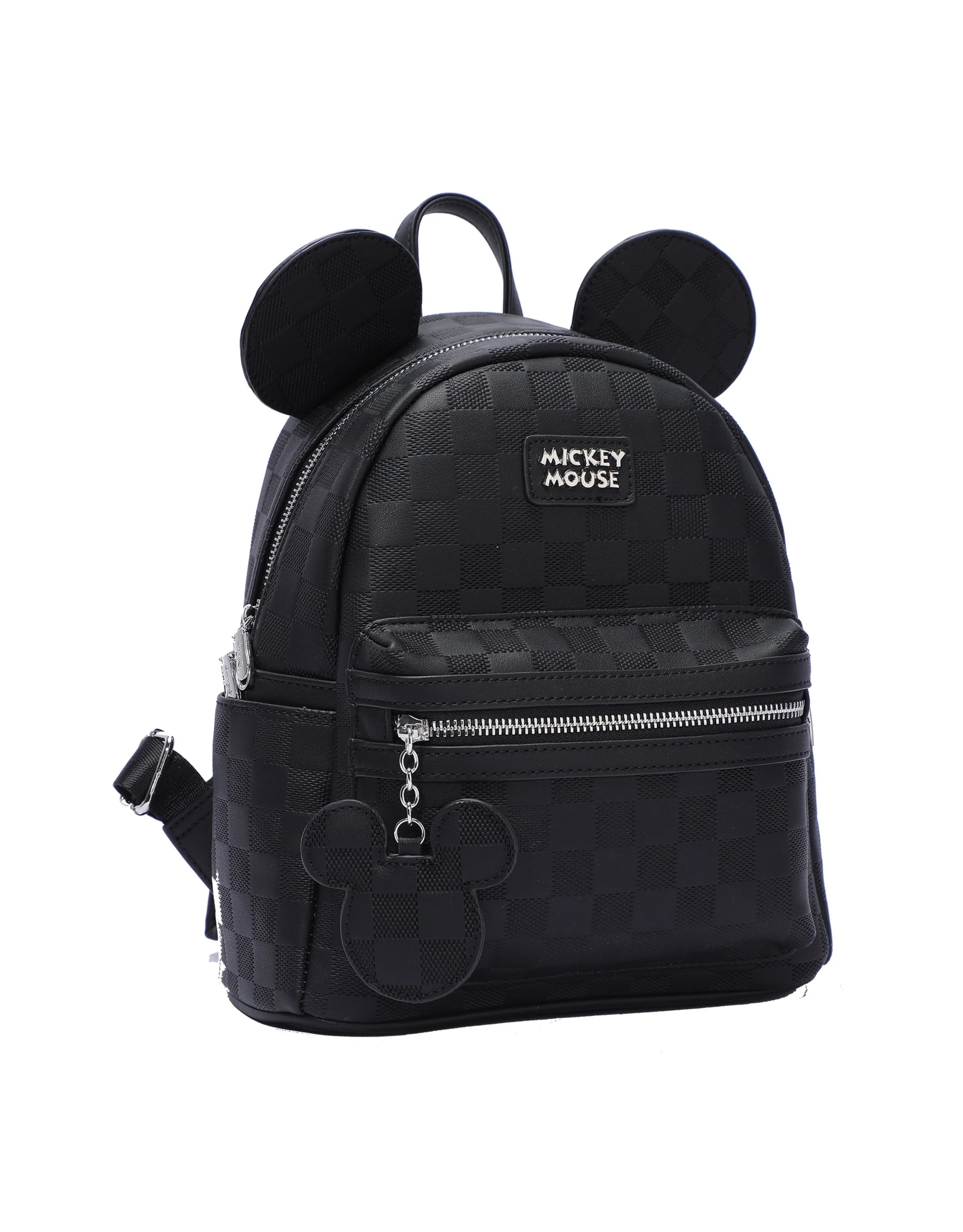 Disney Mickey Mouse Vegan Leather Grided Backpack - Black - Image 2