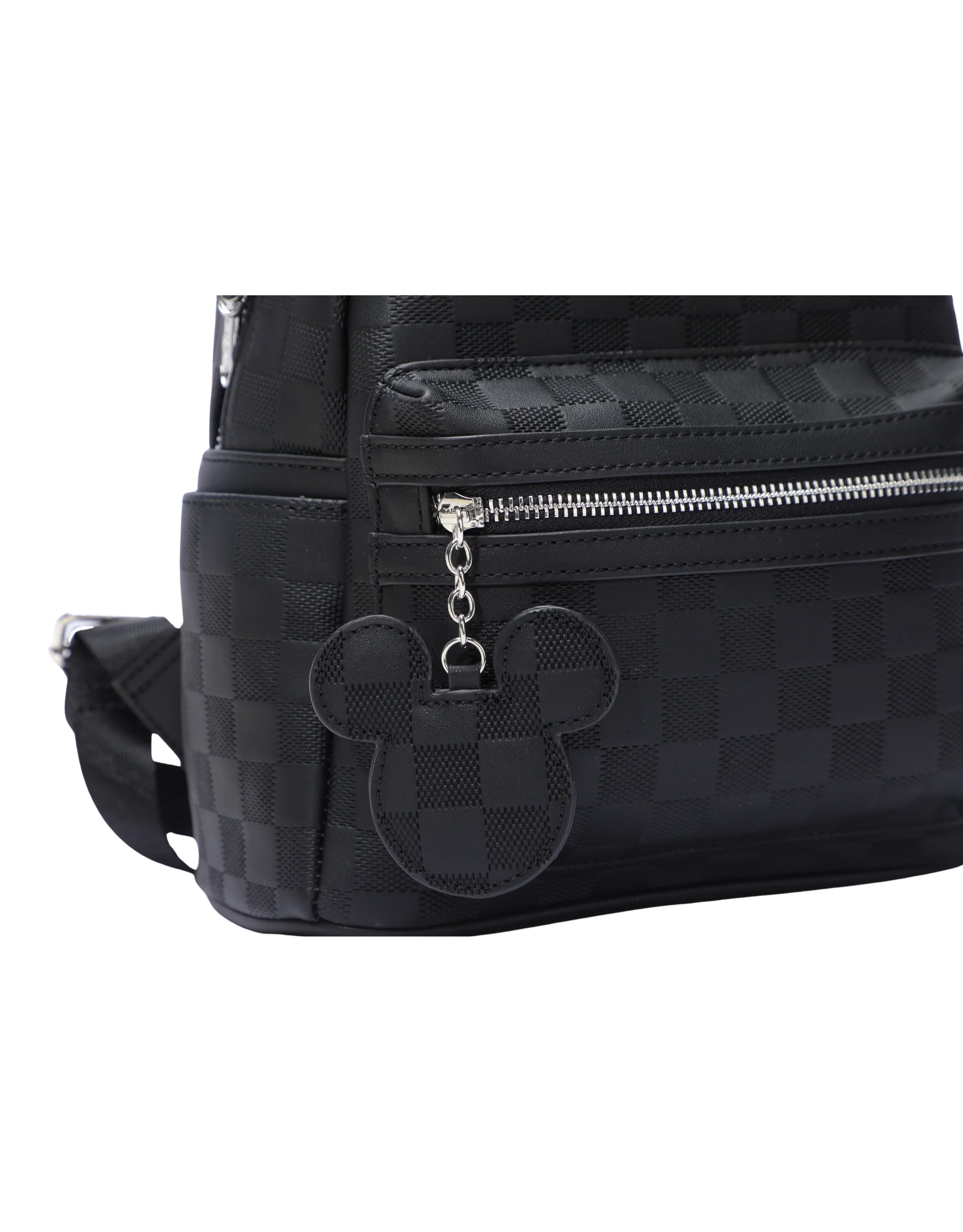 Disney Mickey Mouse Vegan Leather Grided Backpack - Black - Image 4