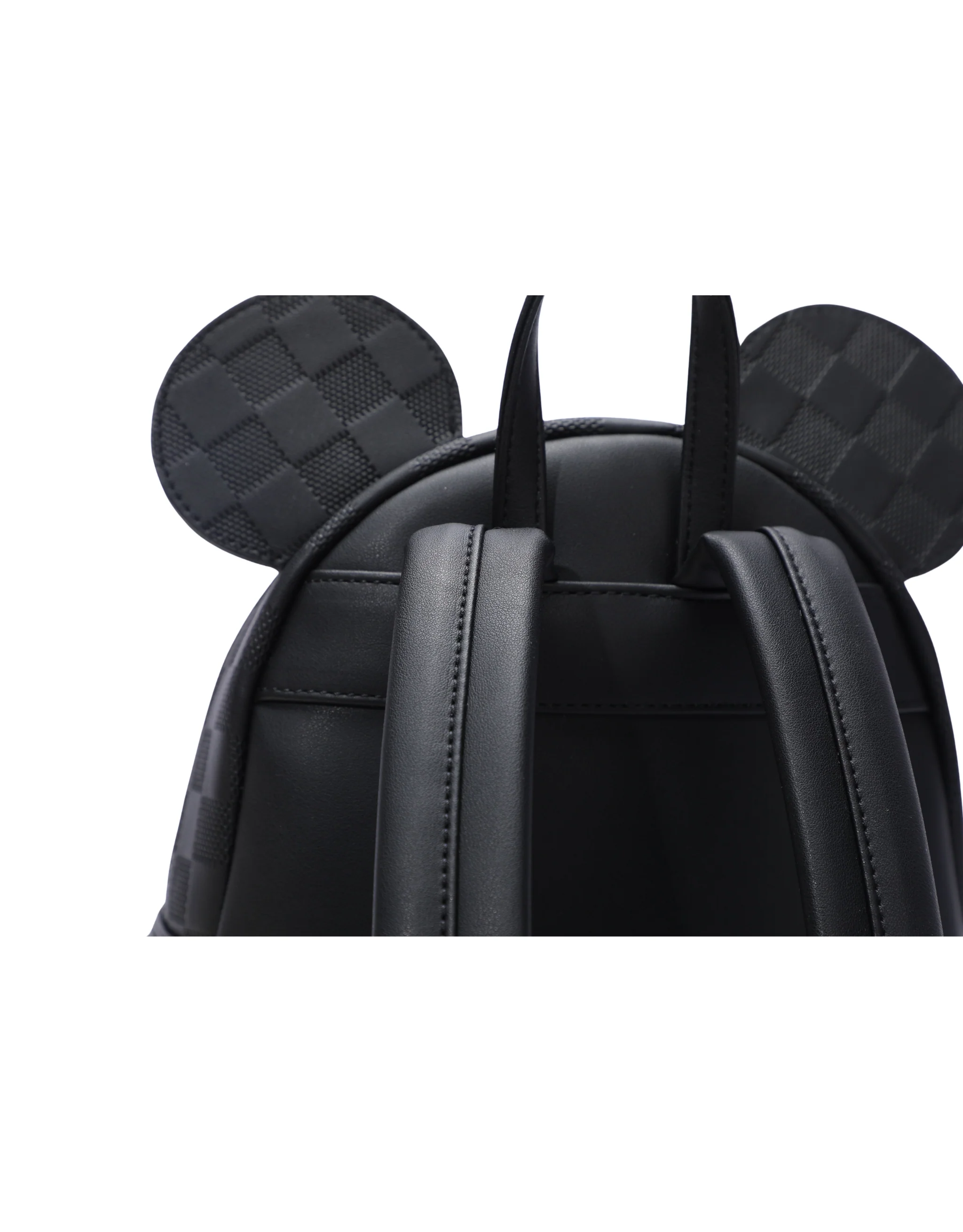 Disney Mickey Mouse Vegan Leather Grided Backpack - Black - Image 5