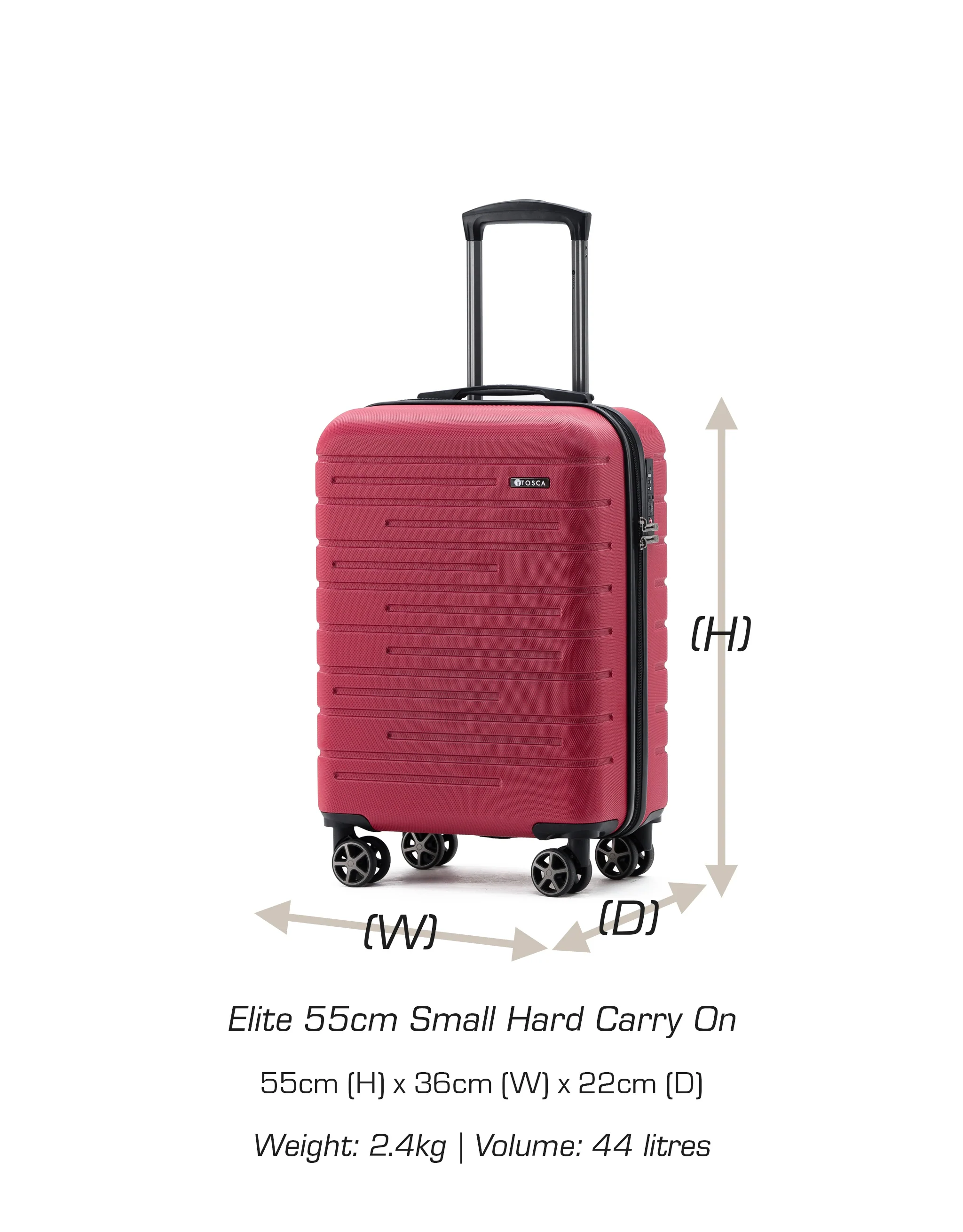 Elite 55cm Small Hard Carry On - Red - Image 5