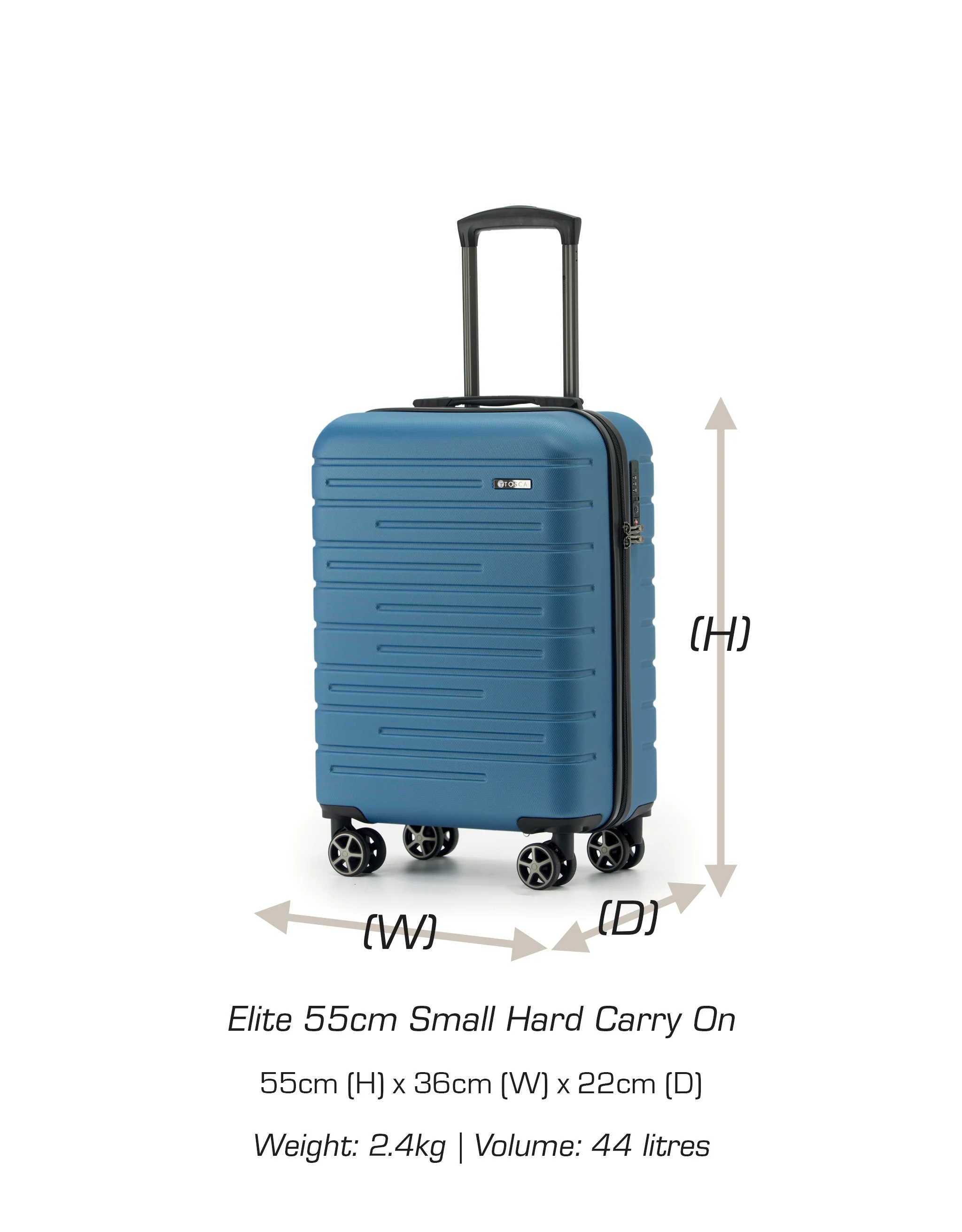 Elite 64cm Medium Hard Suitcase - Blue - Image 6