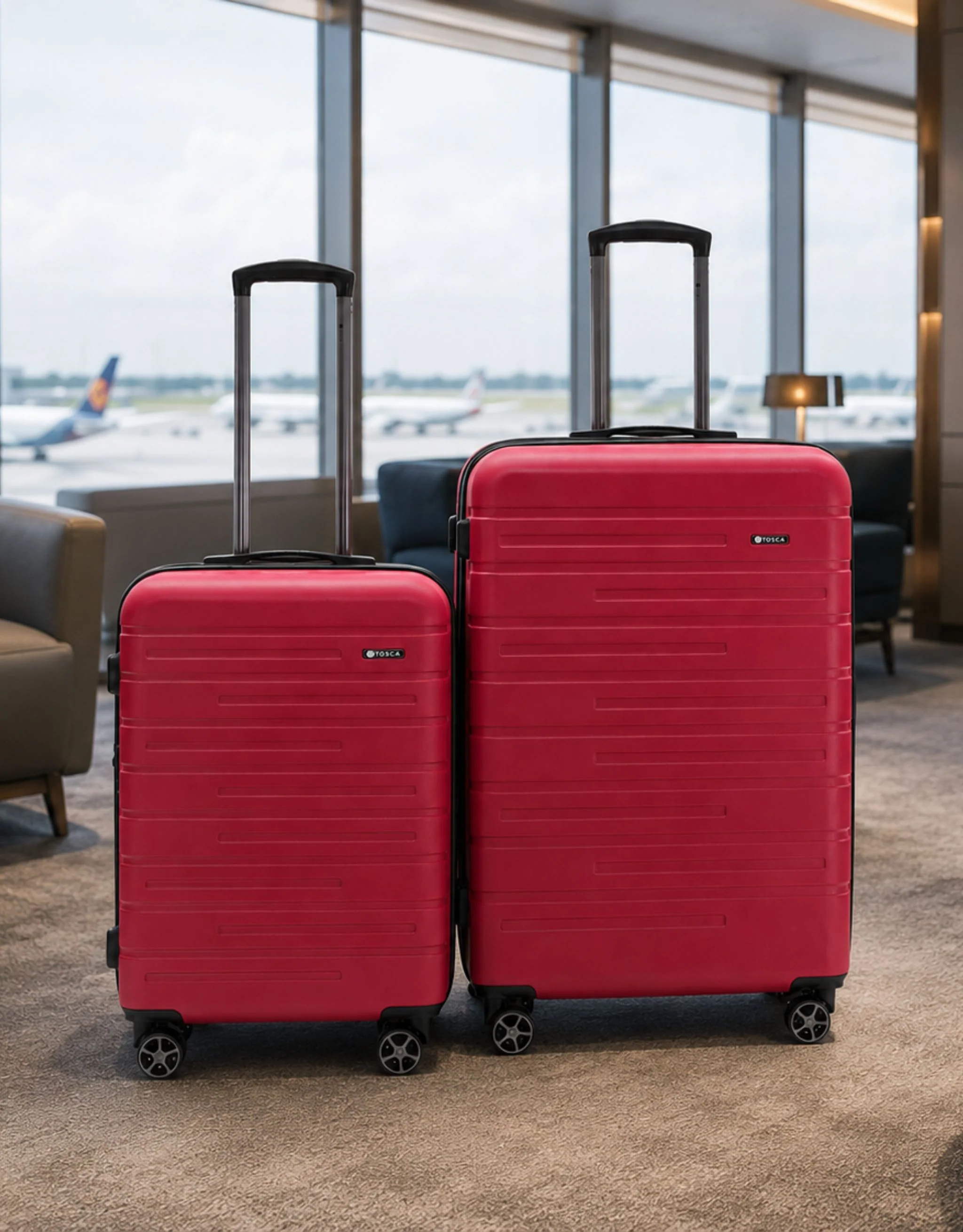 Elite Hard Case 2 Piece Luggage Set - Red - Image 6