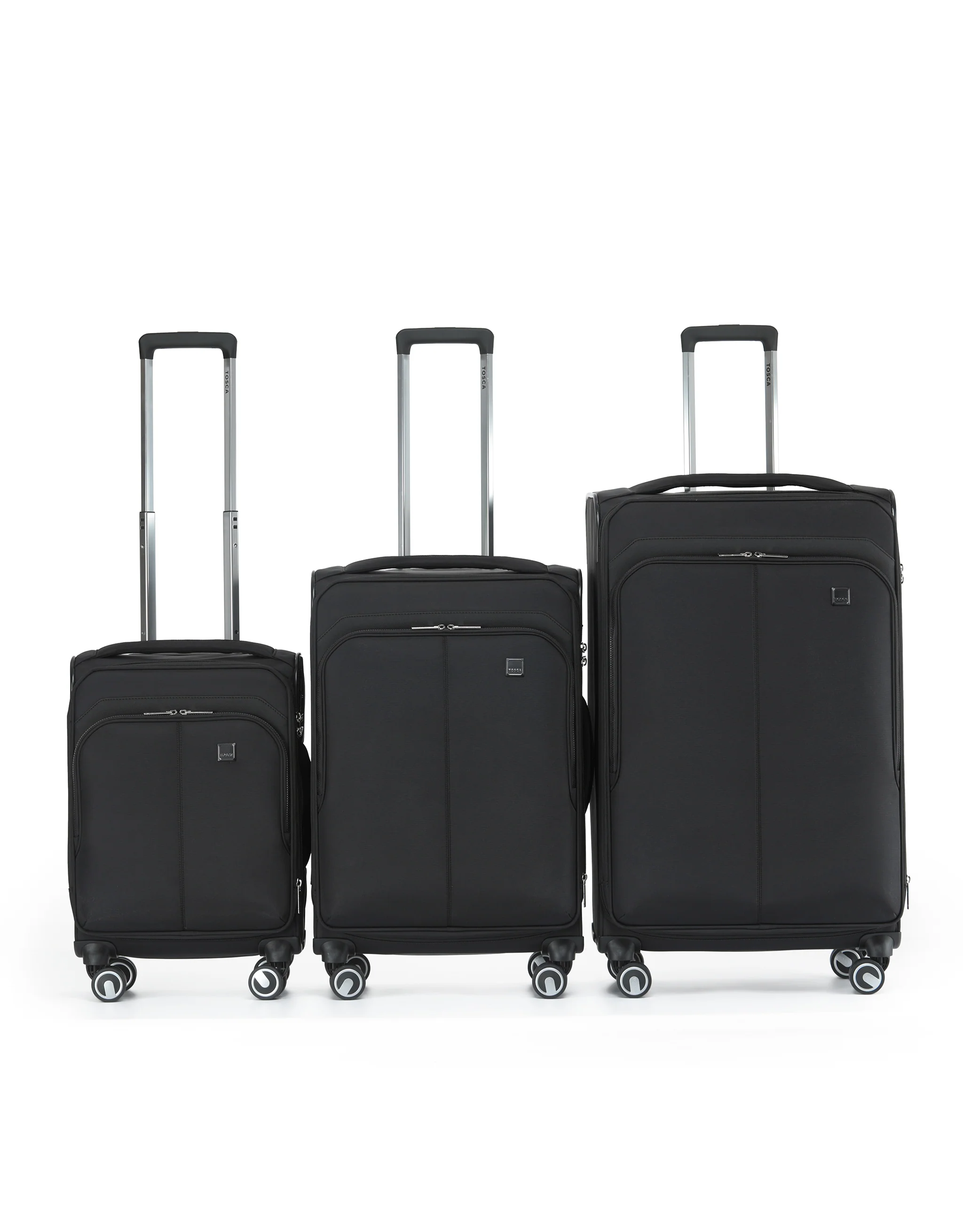 Grange 3 Piece Soft Suitcase Set - Black - Image 2