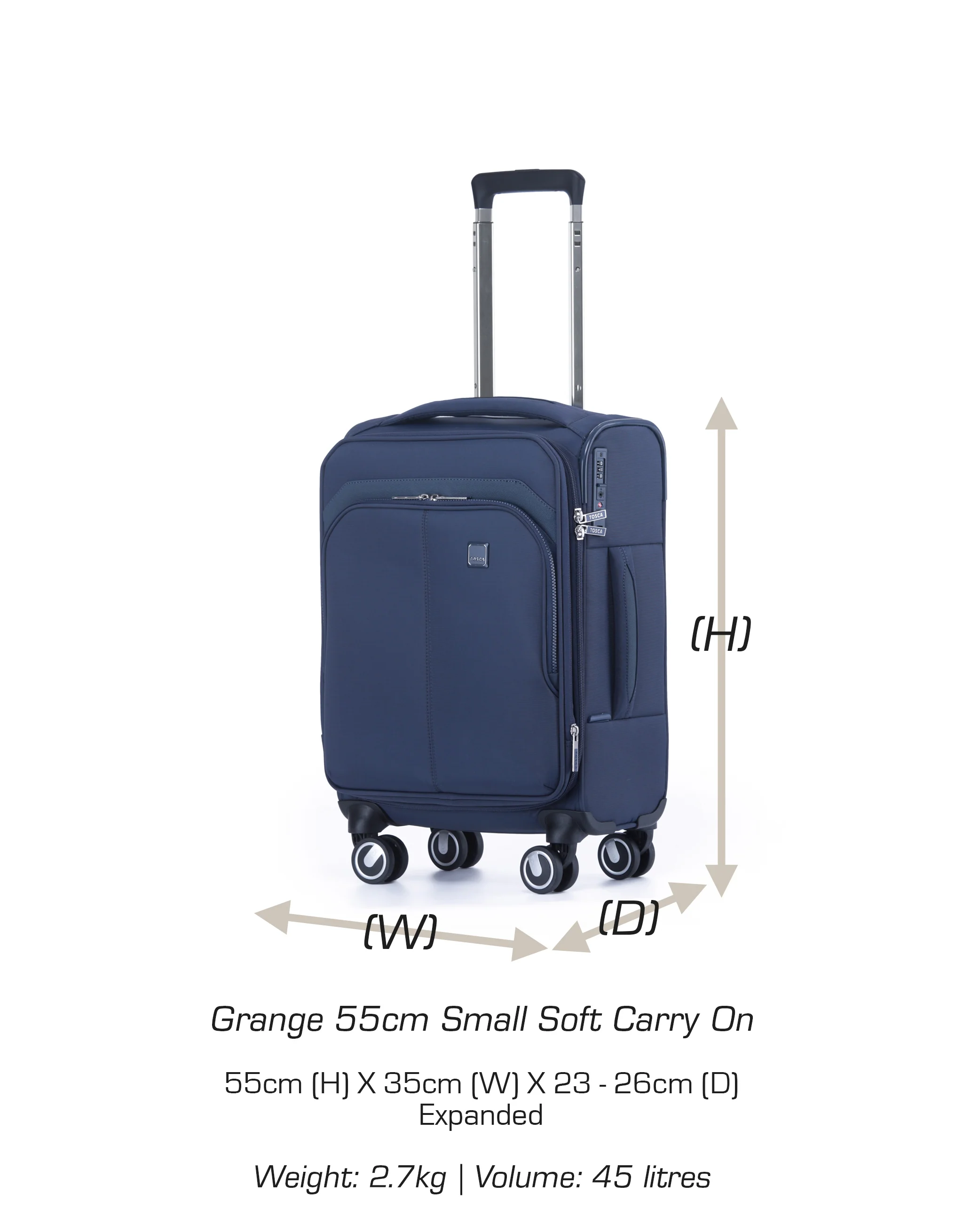 Grange 55cm Small Soft Carry On - Indigo Blue - Image 5
