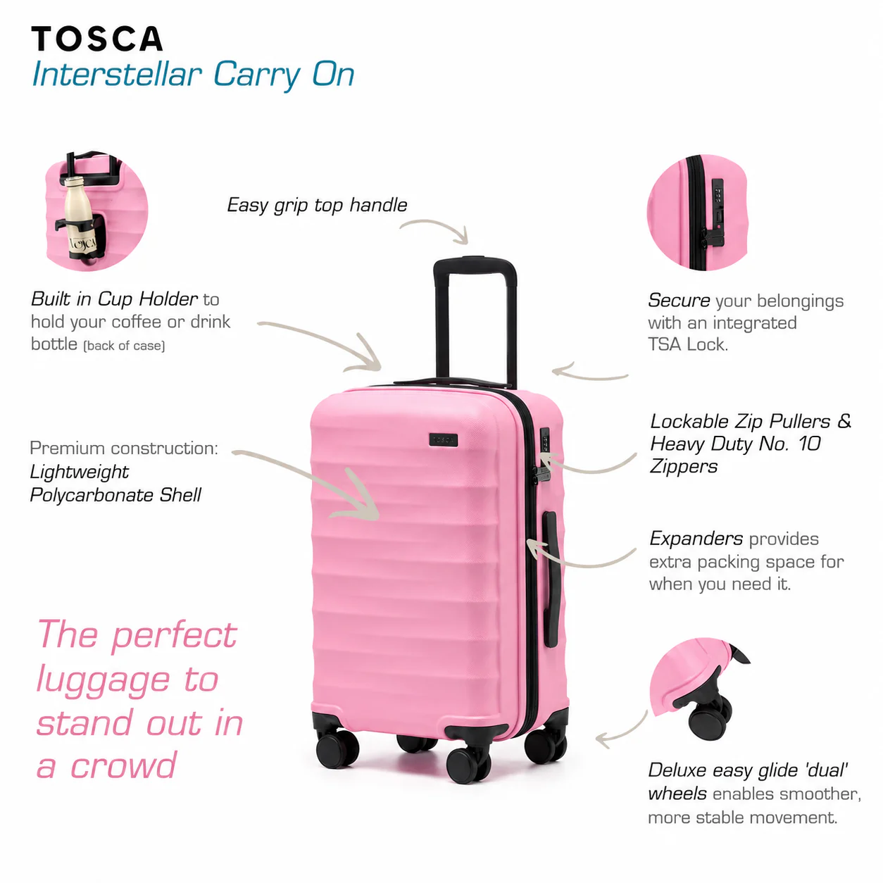 Interstellar 2.0 Hard Suitcase 3 Piece Set - Fuchsia - Image 9