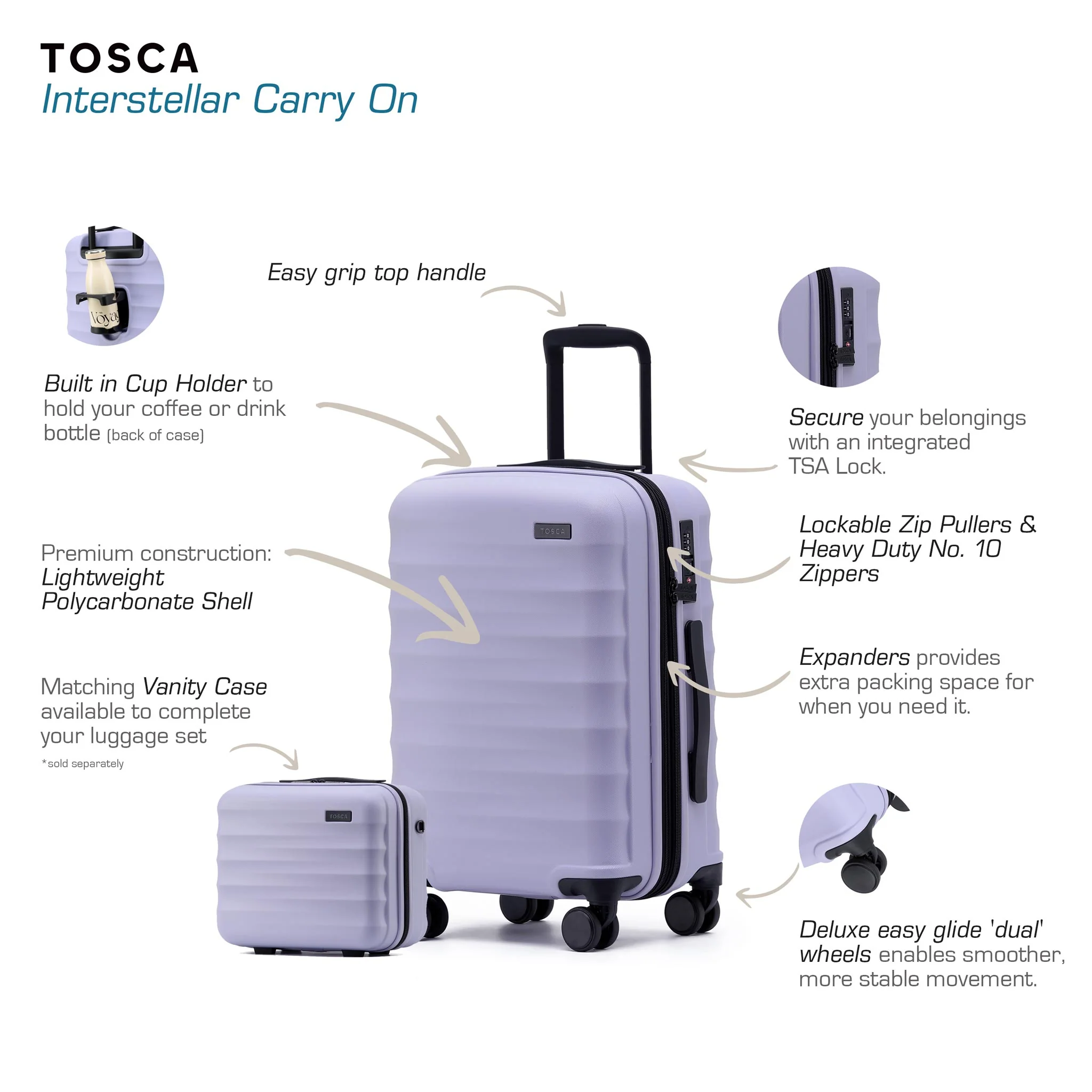 Interstellar 2.0 Hard Suitcase 3 Piece Set - Lavender - Image 9