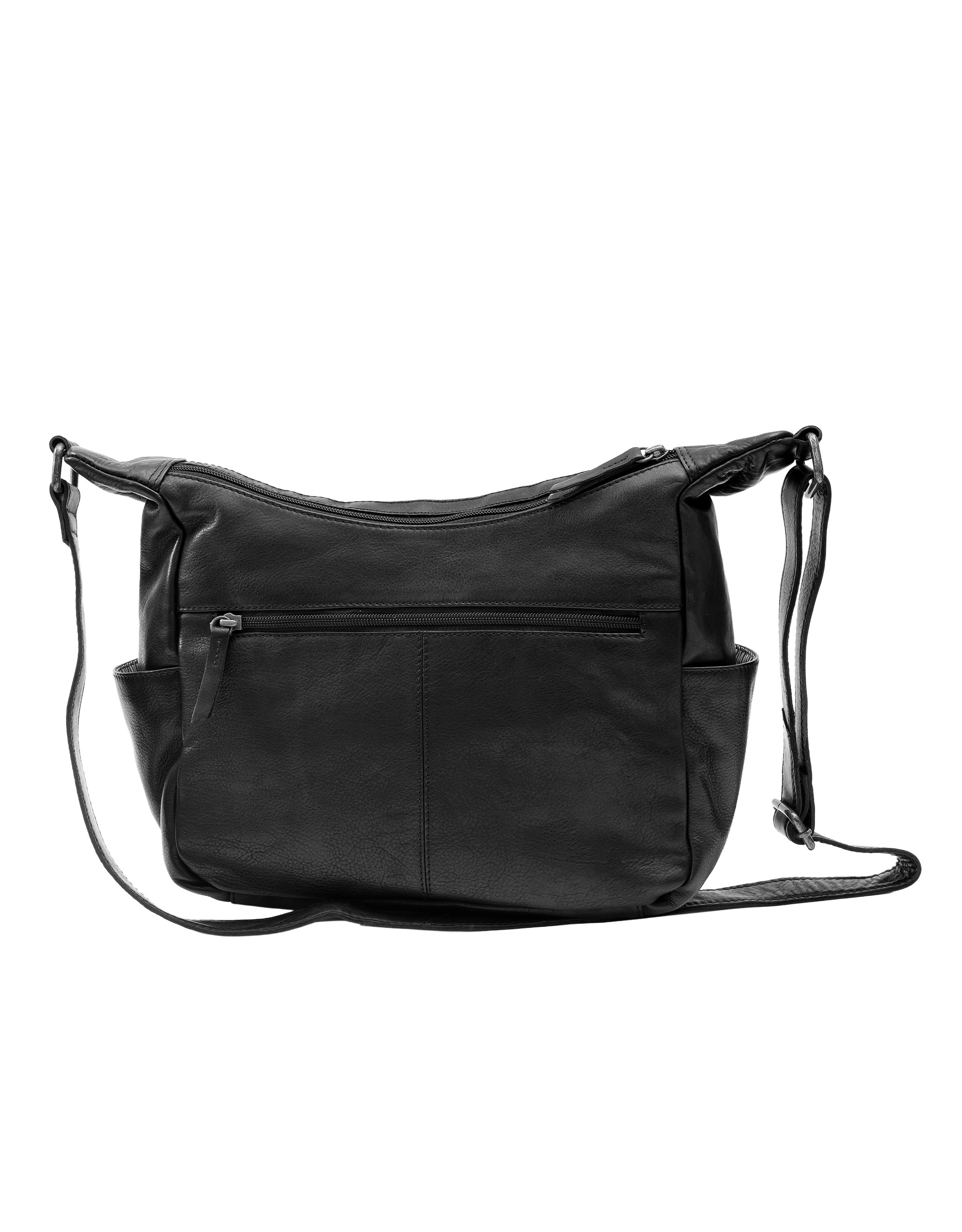 Large Leather Cross Body Bag - Black - Image 2