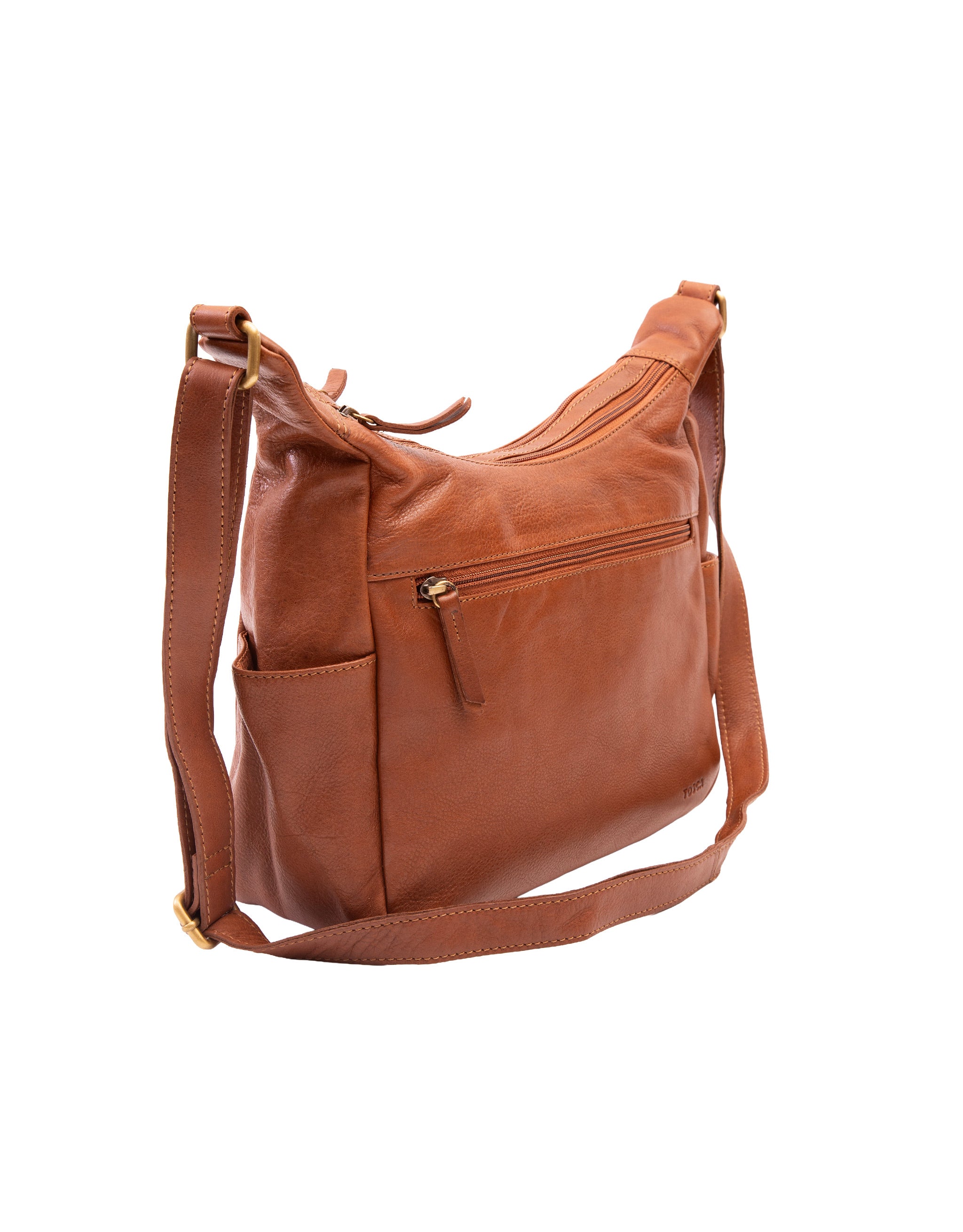 Large Leather Cross Body Bag - Tan - Image 2