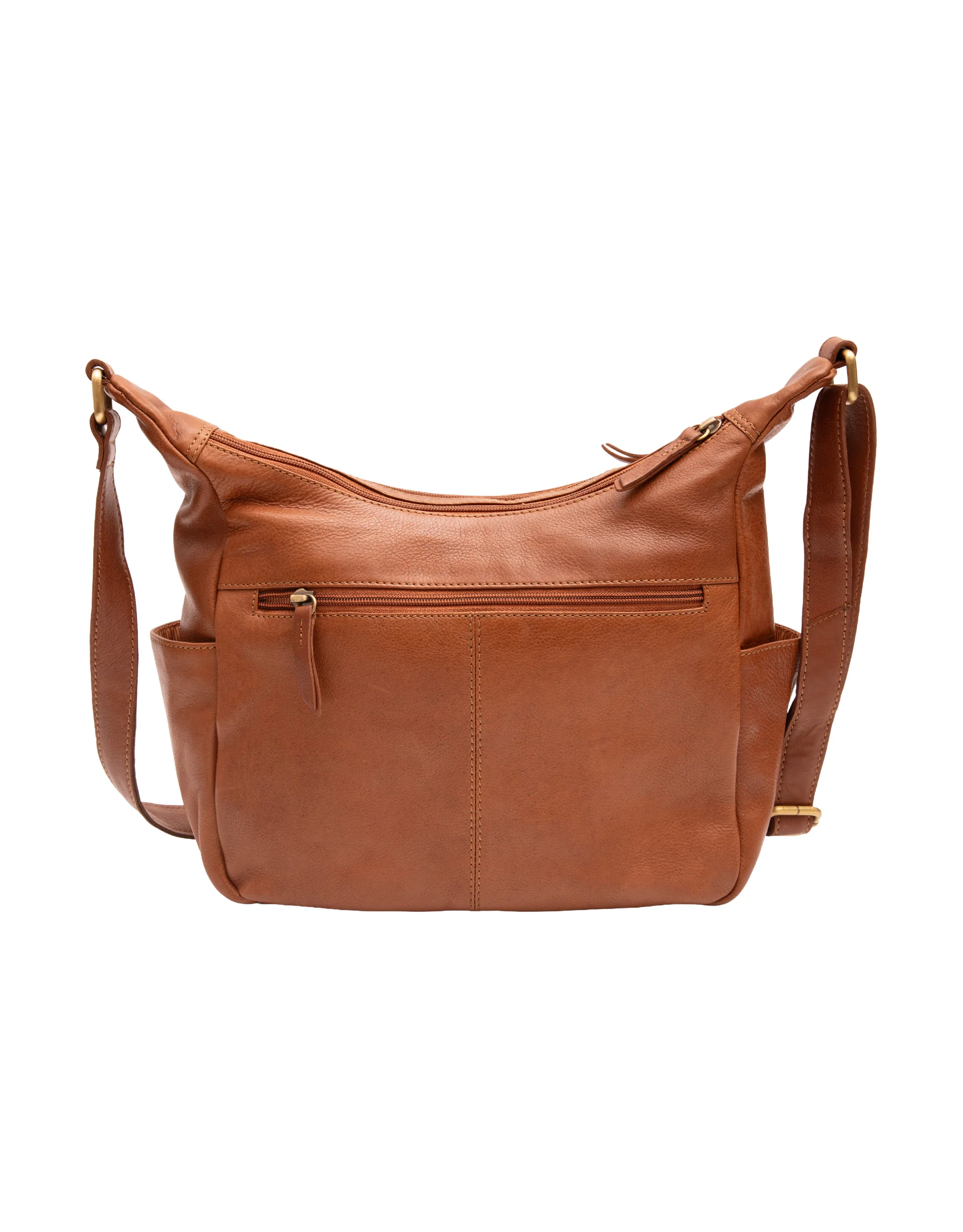 Large Leather Cross Body Bag - Tan - Image 3