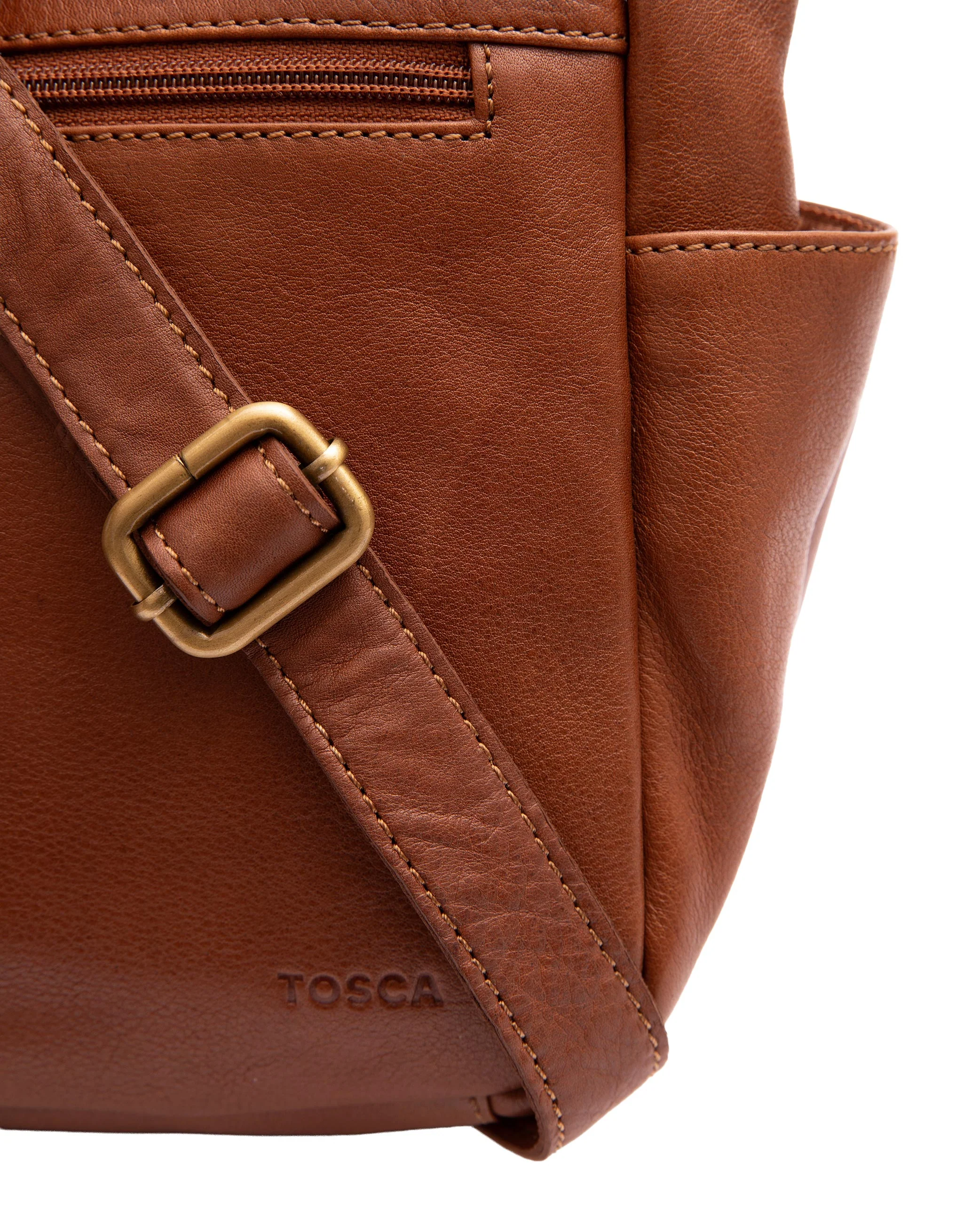 Large Leather Cross Body Bag - Tan - Image 5