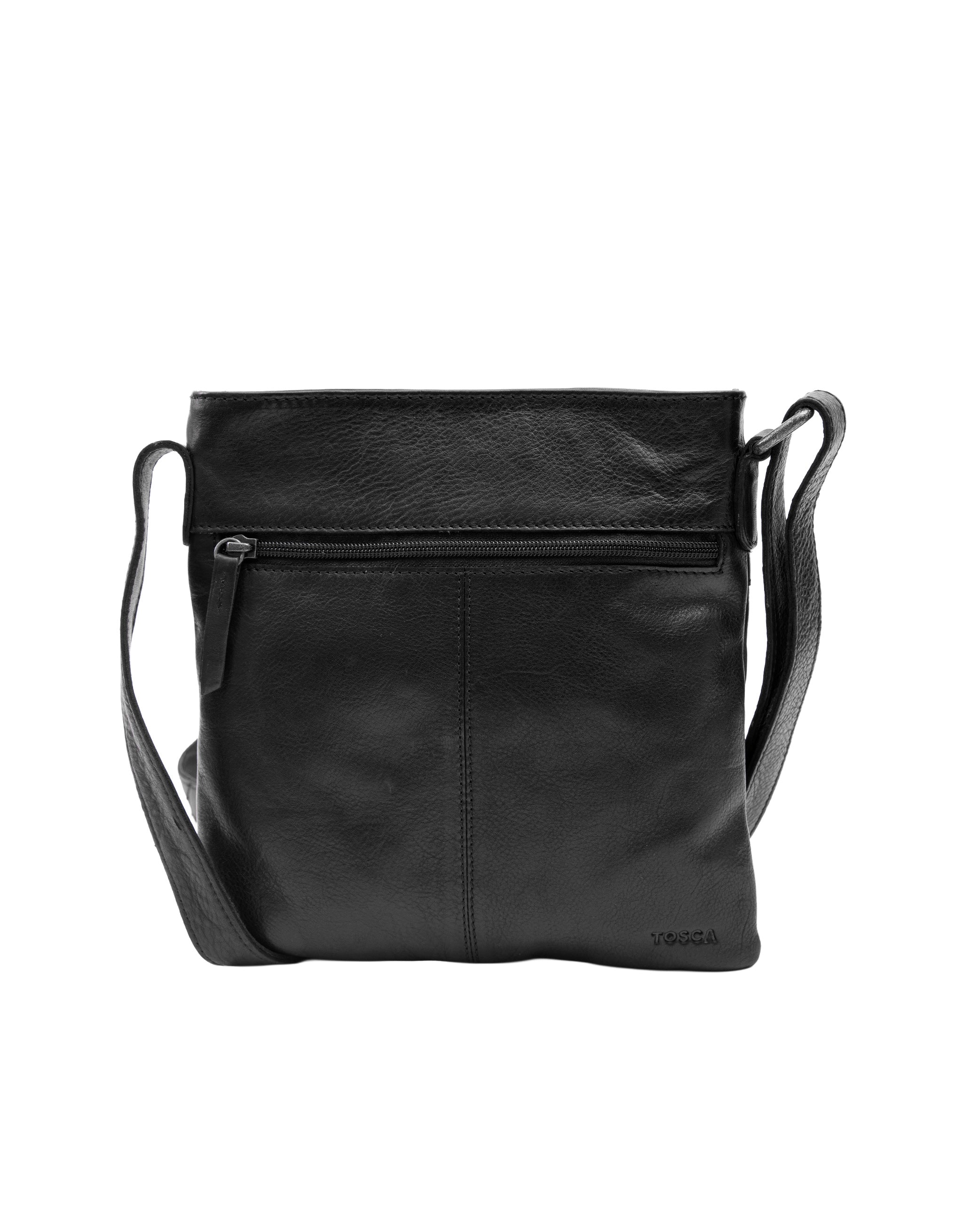 Leather Cross Body Bag - Black