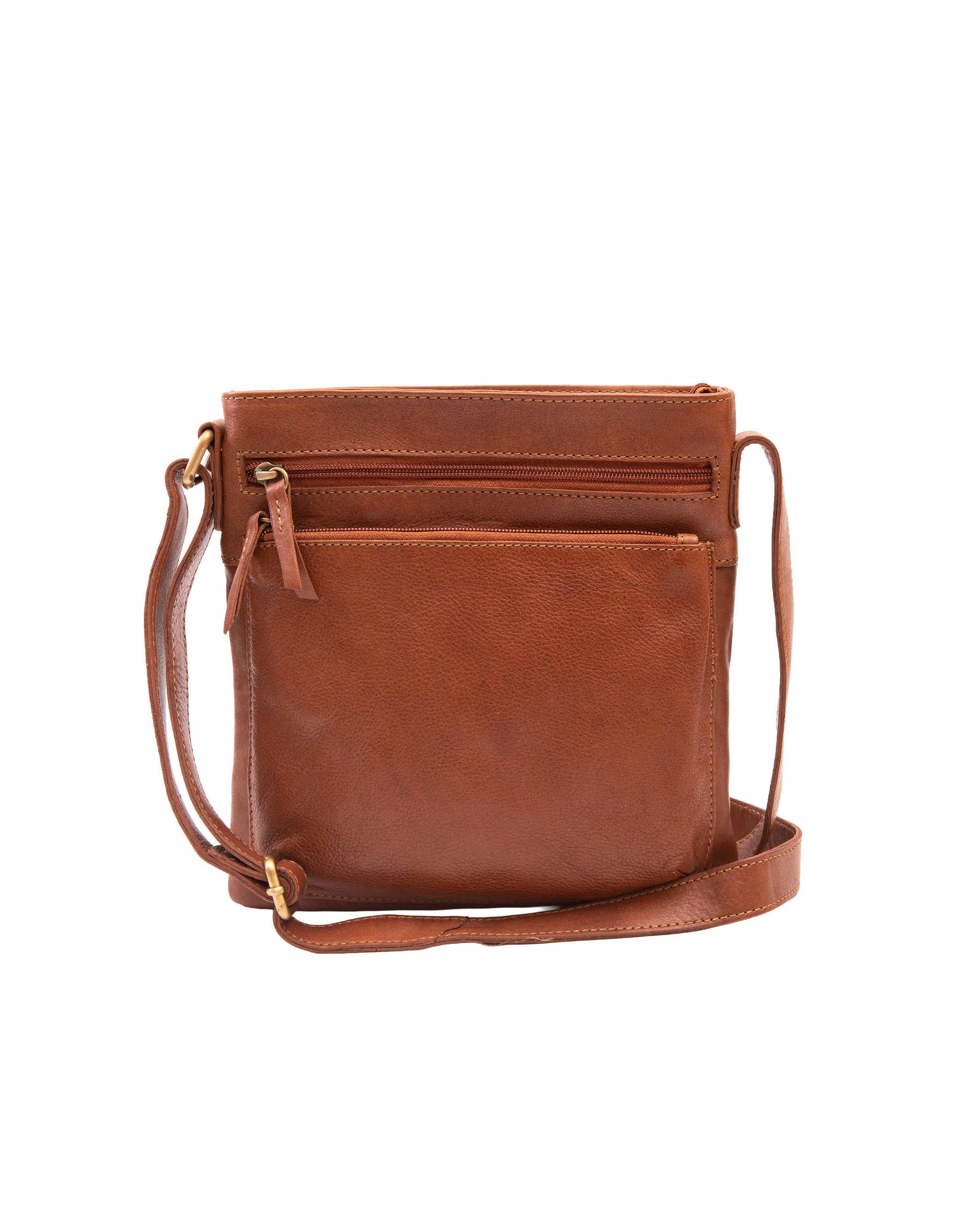 Leather Cross Body Bag - Tan - Image 2