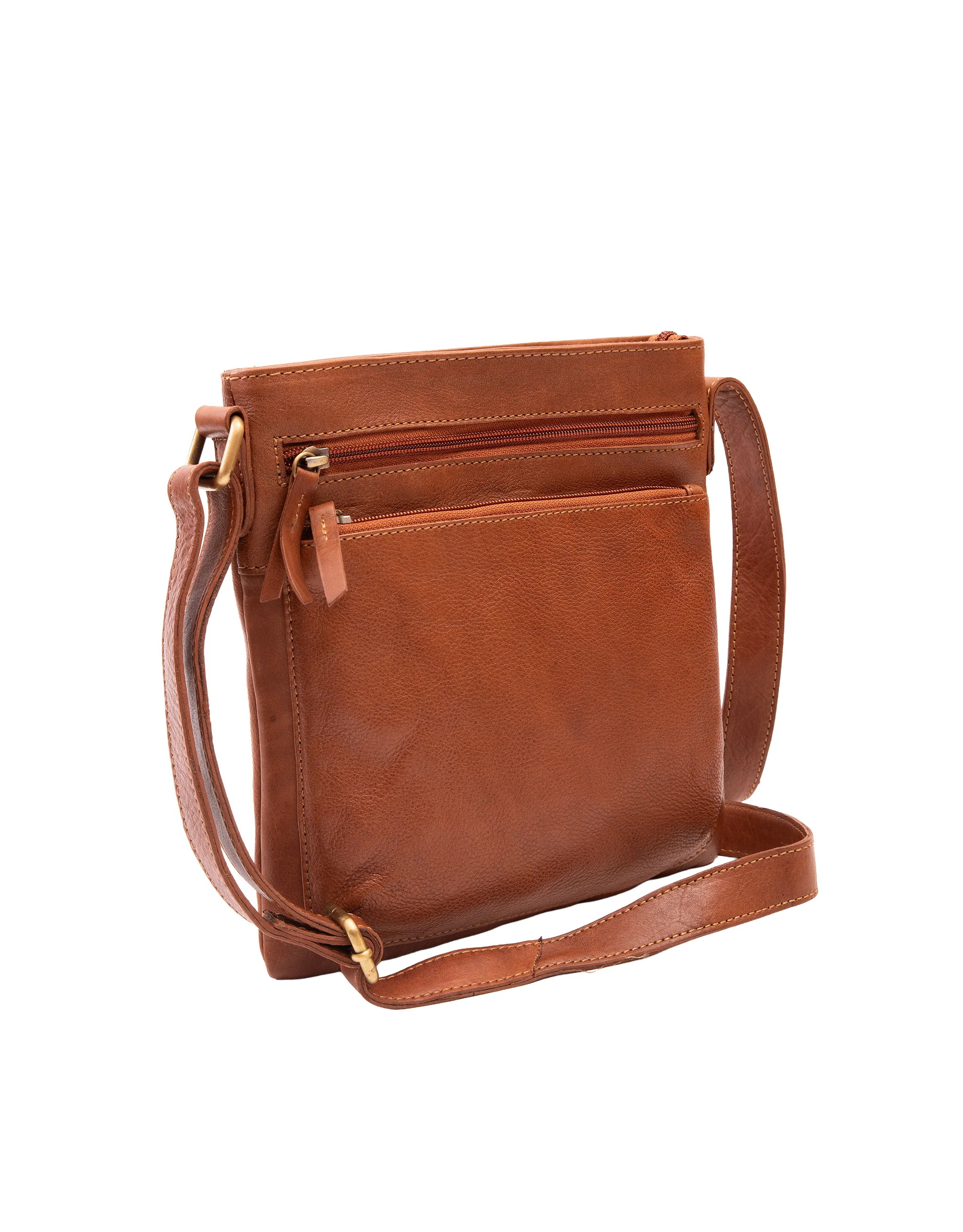 Leather Cross Body Bag - Tan - Image 3