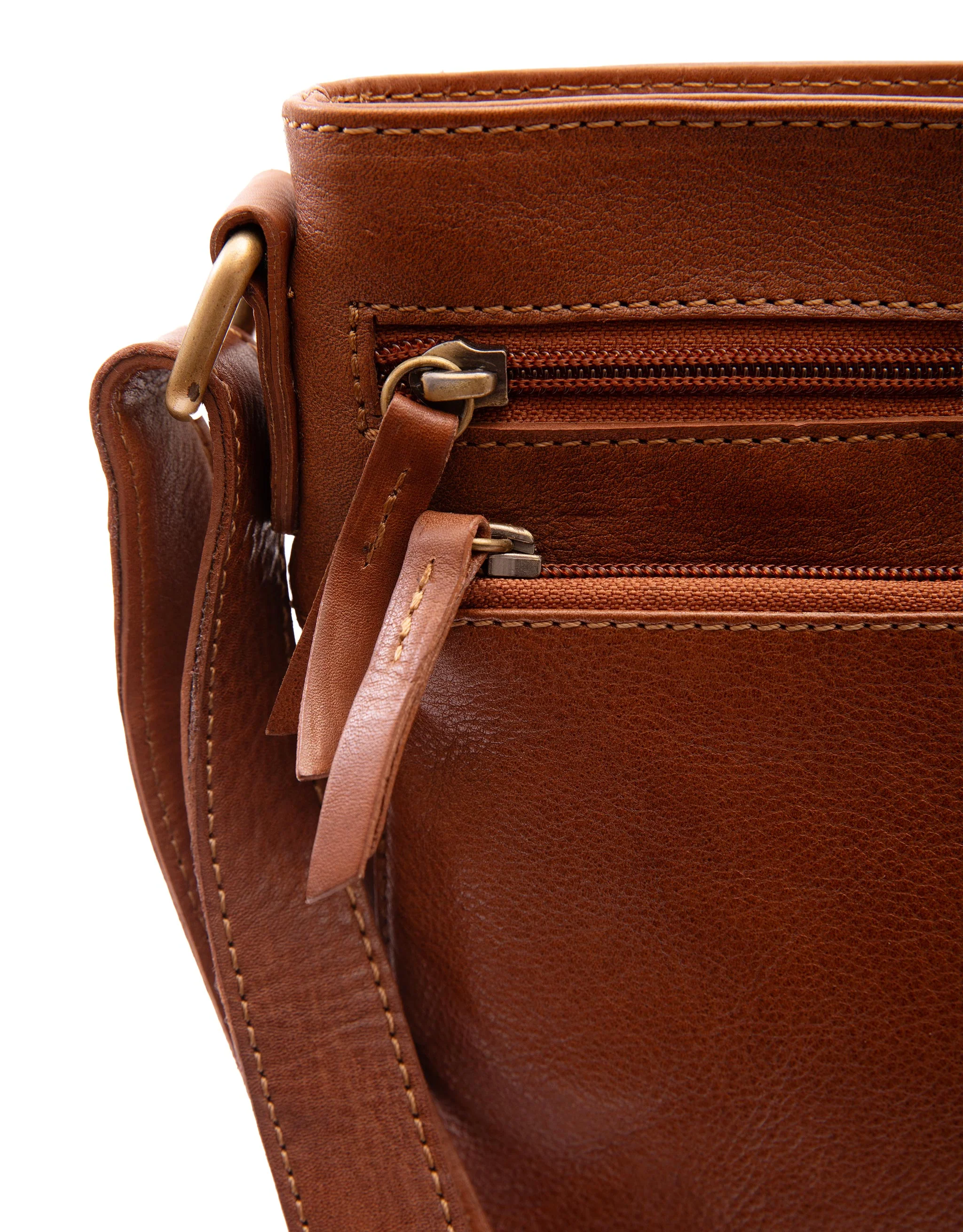 Leather Cross Body Bag - Tan - Image 4