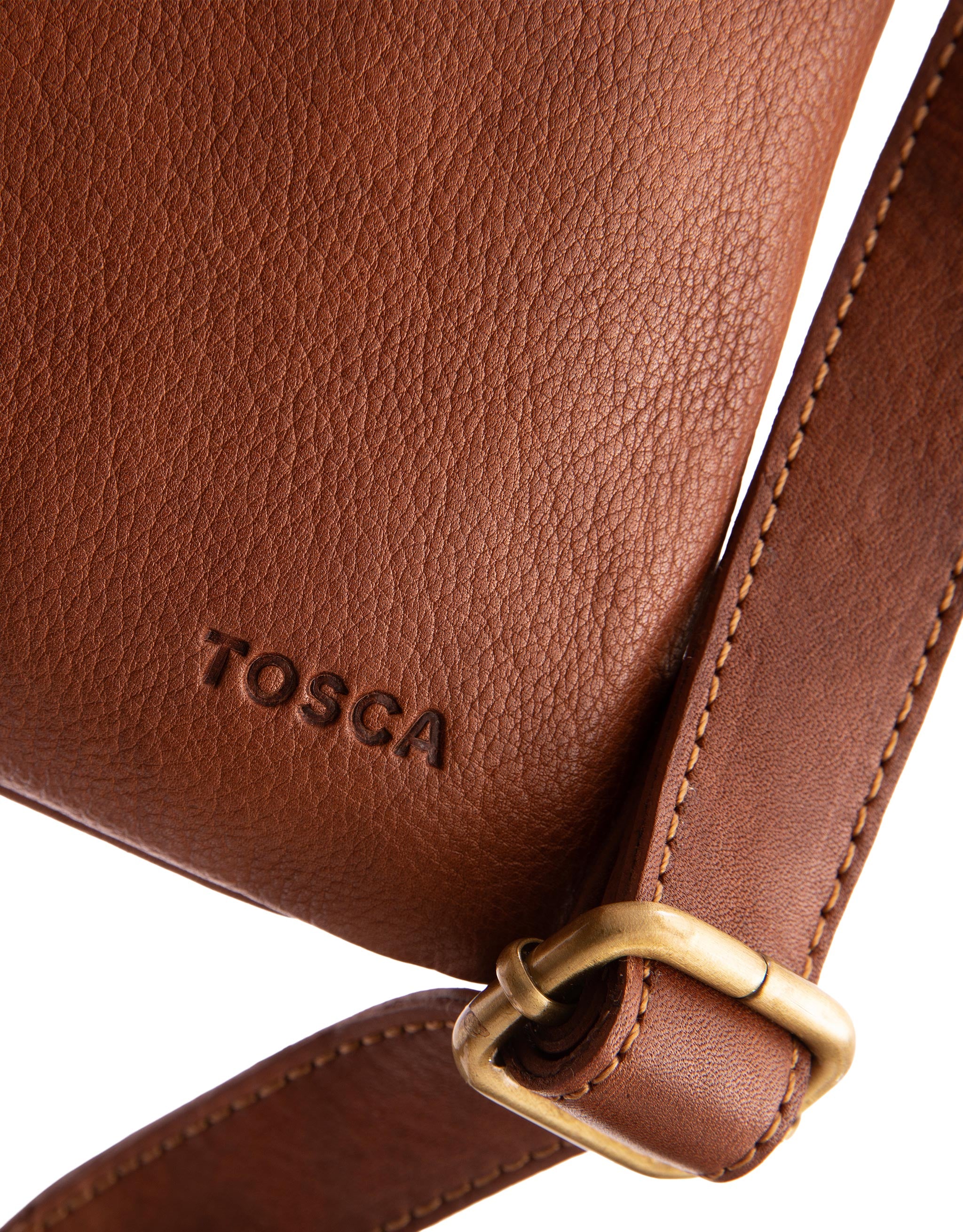 Leather Cross Body Bag - Tan - Image 5