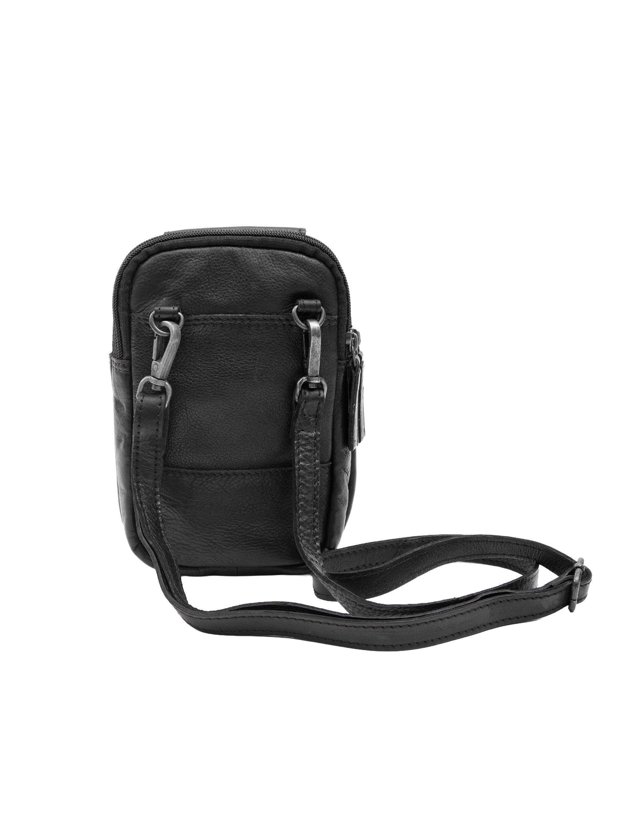 Leather Cross Body Phone Organiser - Black - Image 4