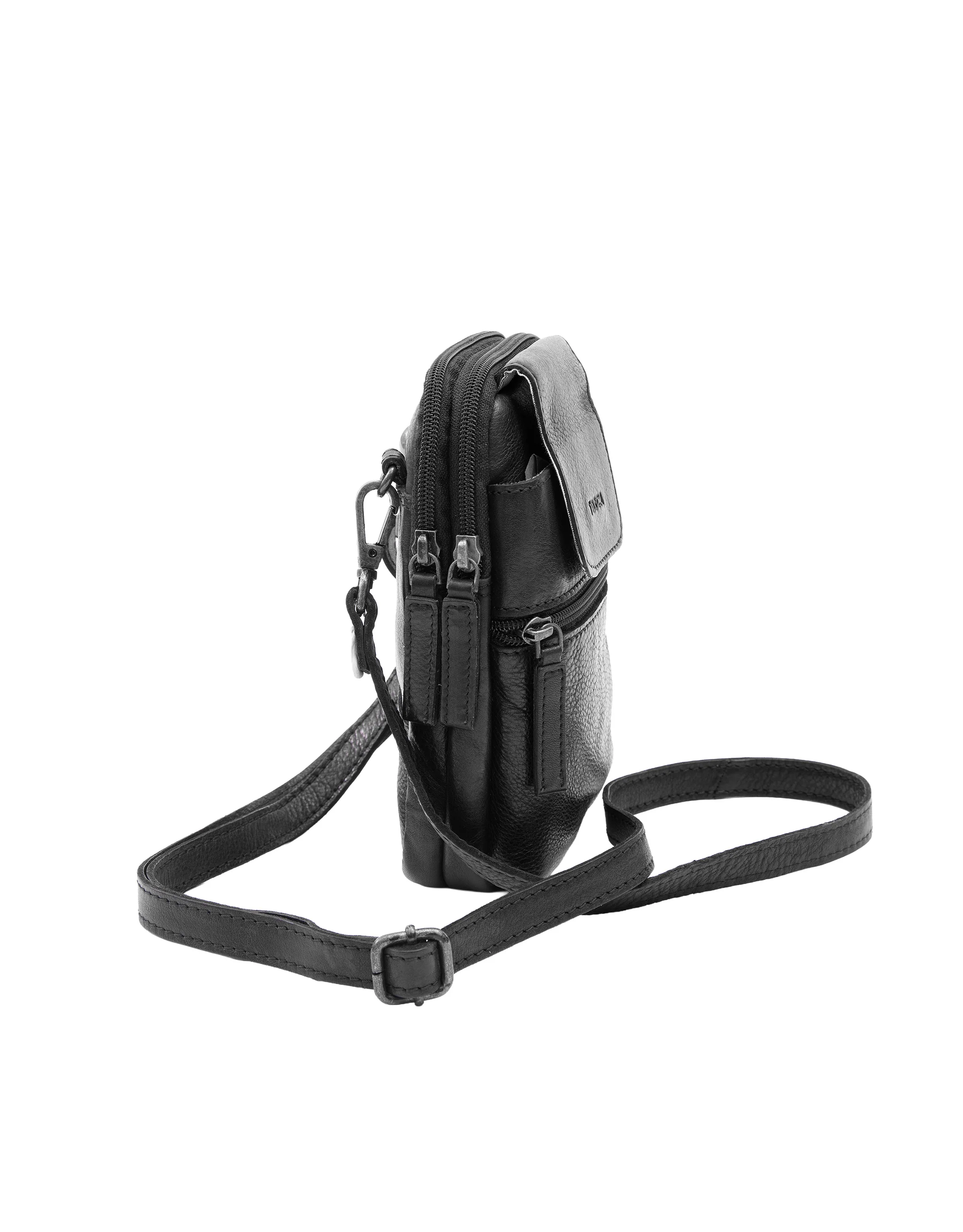 Leather Cross Body Phone Organiser - Black - Image 5
