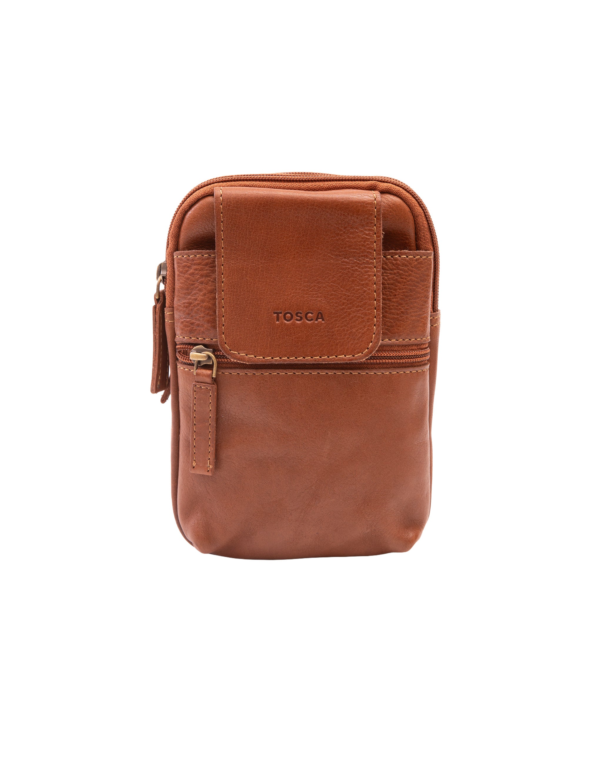 Leather Cross Body Phone Organiser - Tan - Image 3