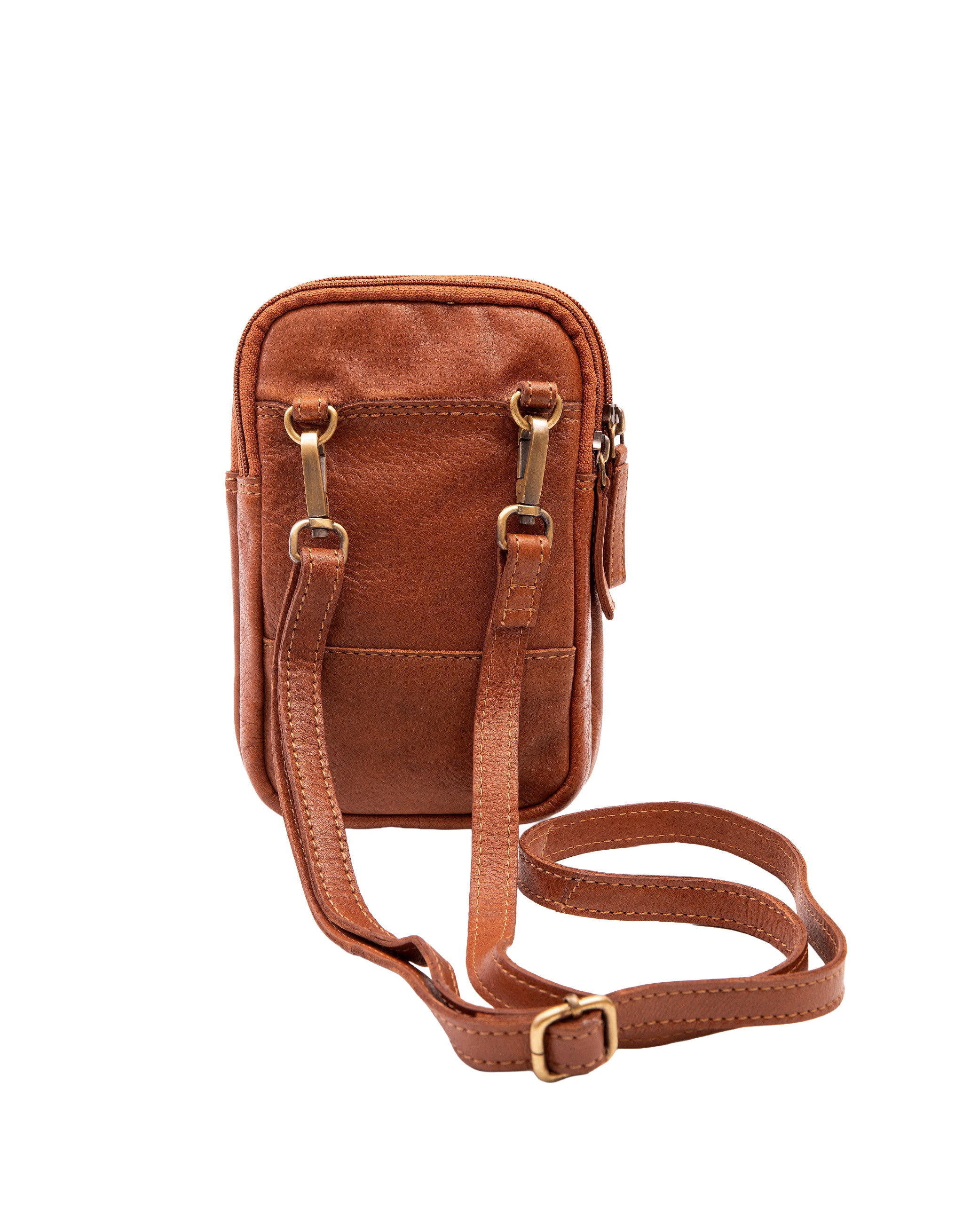 Leather Cross Body Phone Organiser - Tan - Image 4