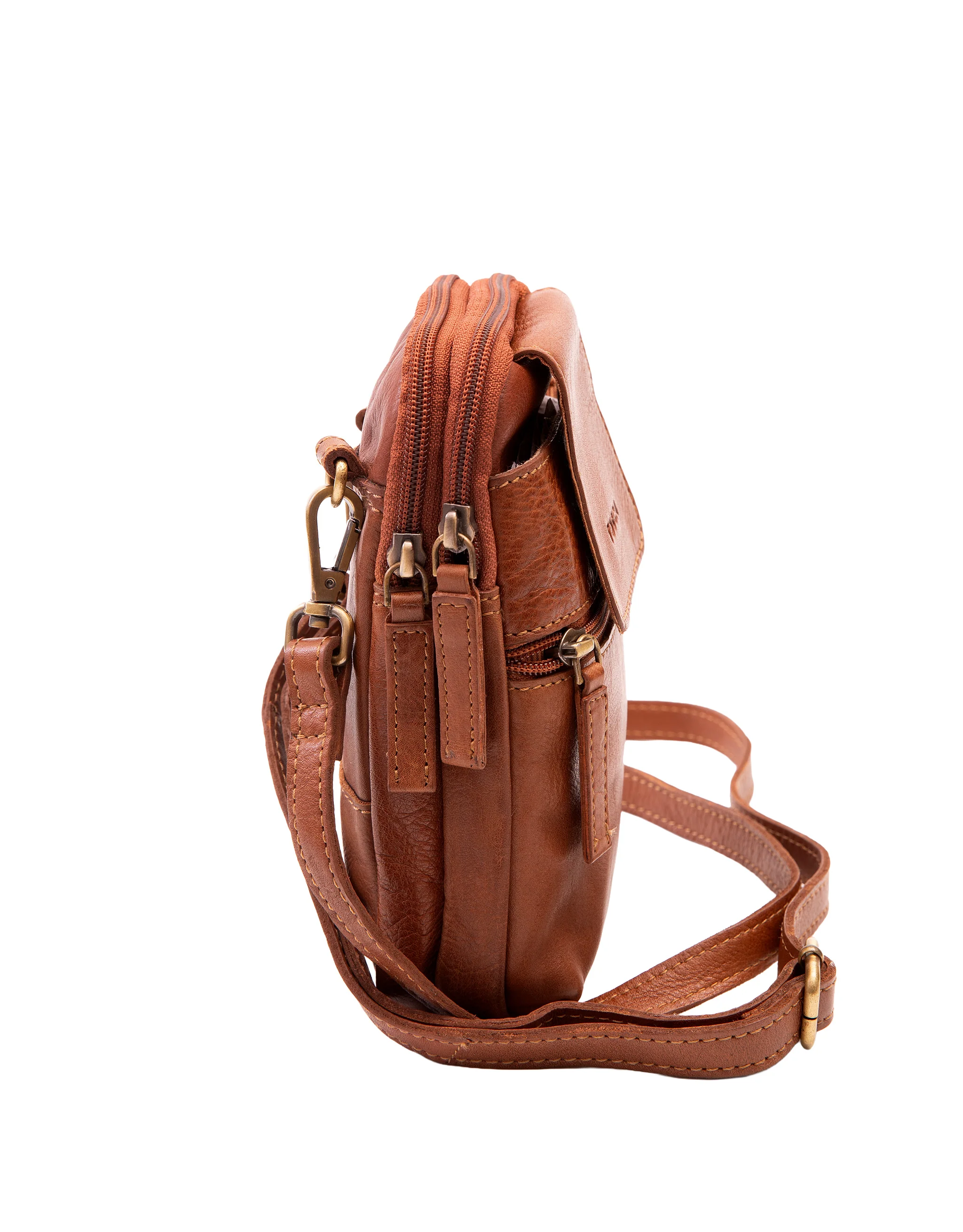 Leather Cross Body Phone Organiser - Tan - Image 5