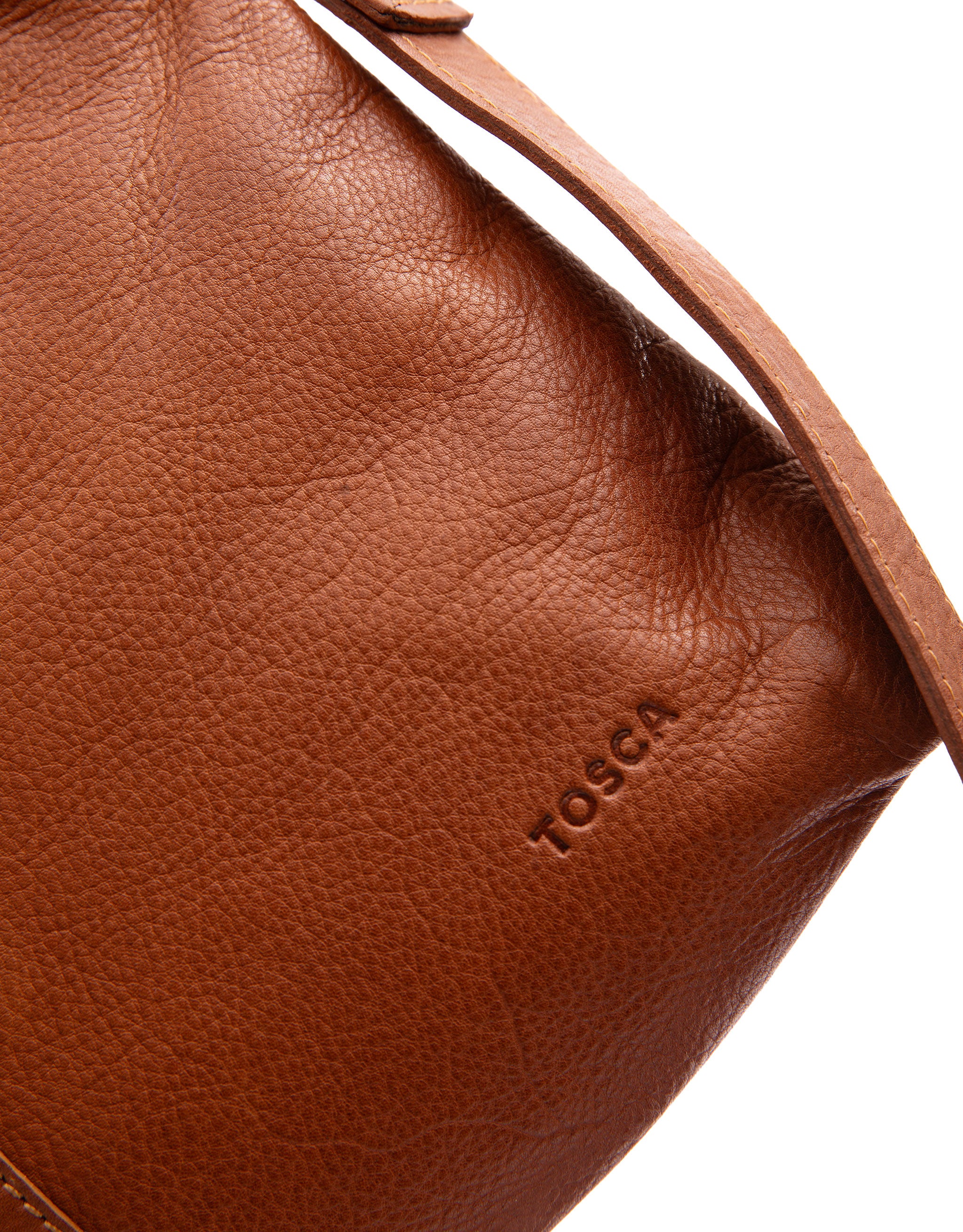 Leather Multi Zip Compartment Cross Body Bag - Tan - Image 4
