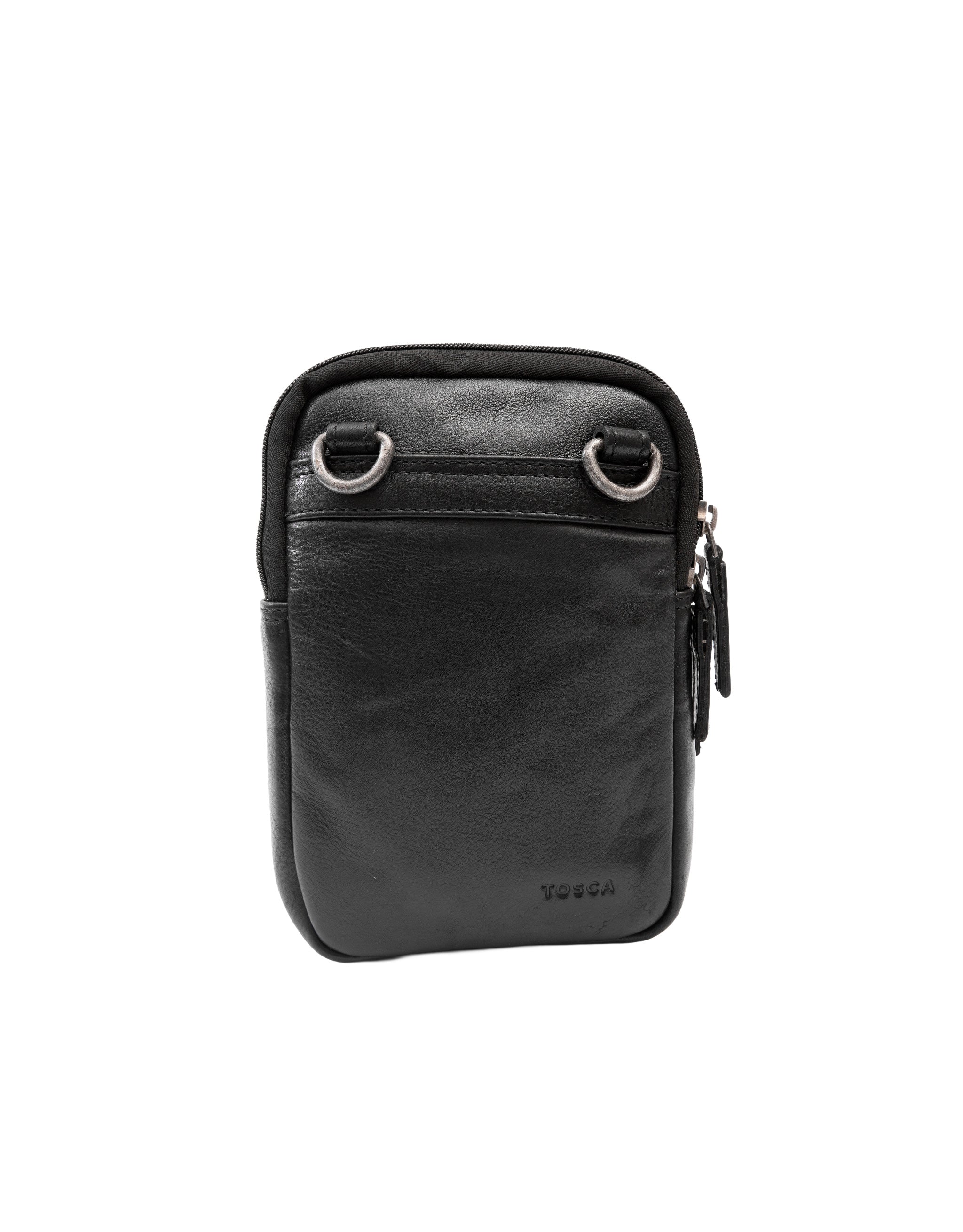 Leather Organiser Cross Body Bag - Black - Image 2