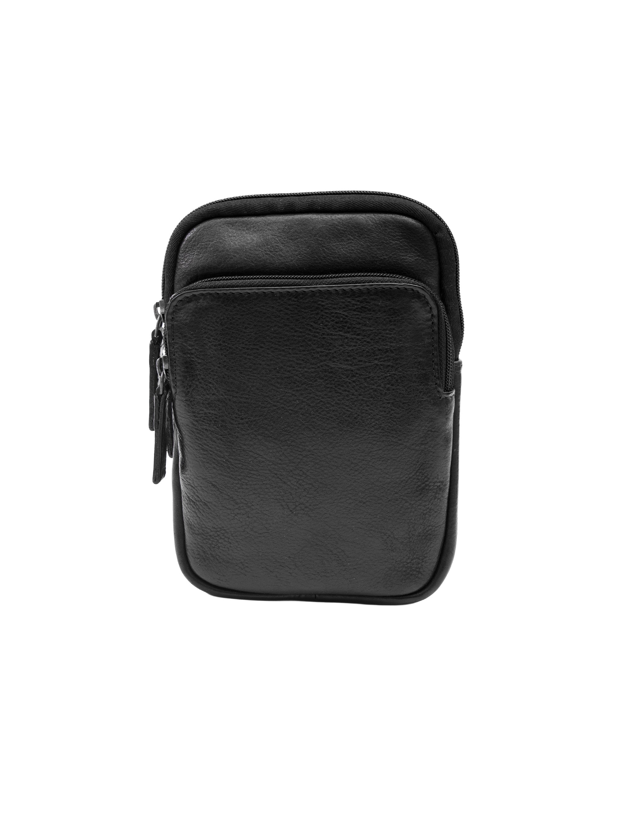 Leather Organiser Cross Body Bag - Black - Image 3
