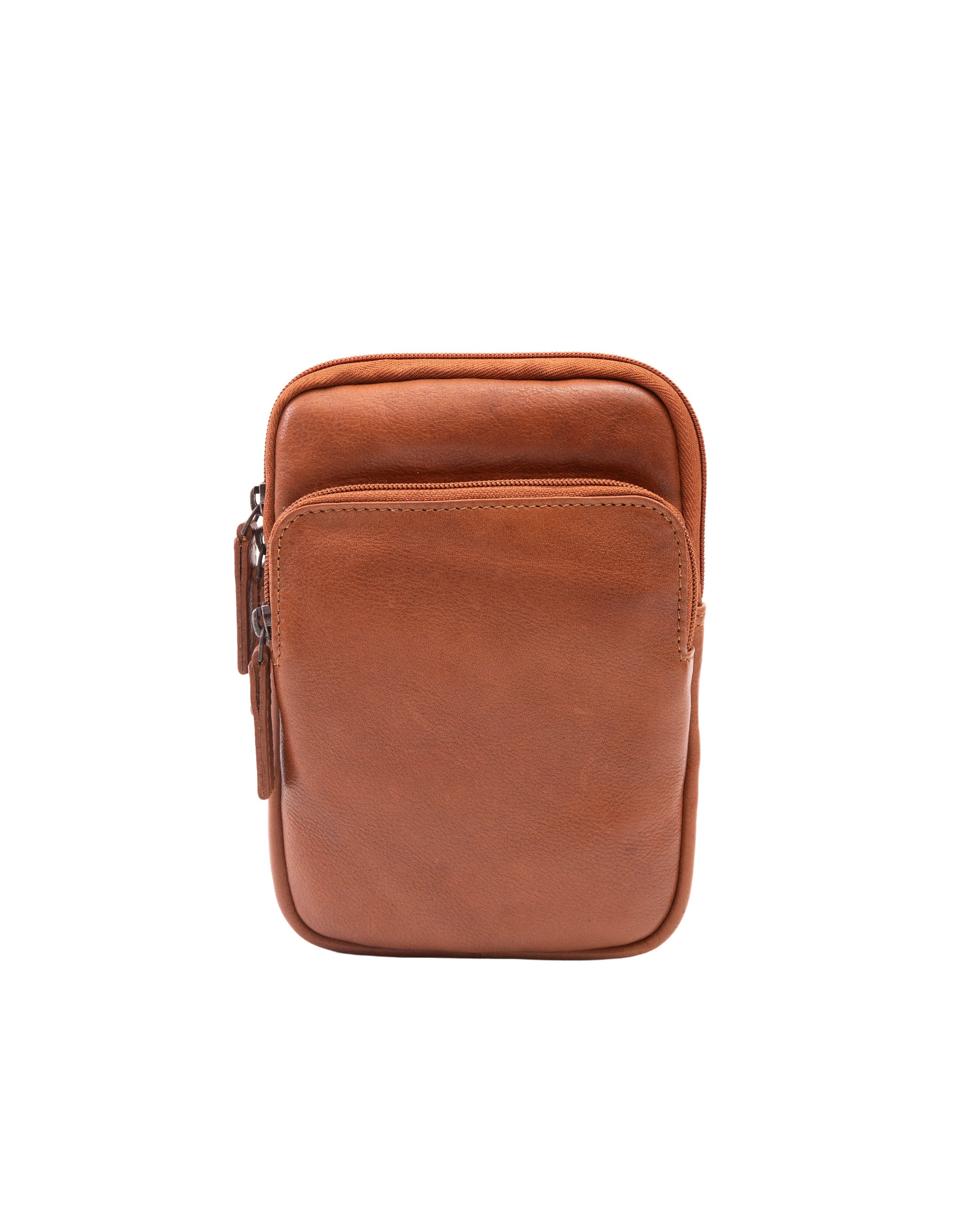Leather Organiser Cross Body Bag - Tan - Image 2