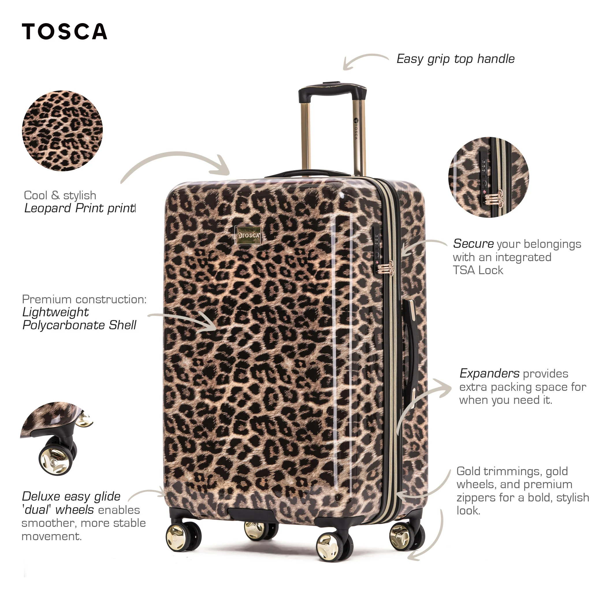 Leopard 76cm Large Hard Suitcase - Image 6