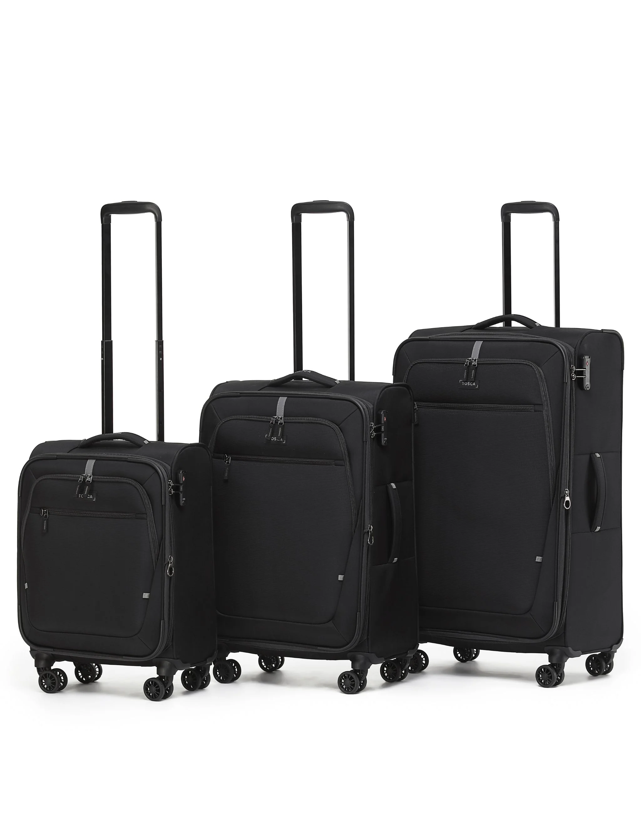 Luna Lite Soft Suitcase 3 Piece Set - Black