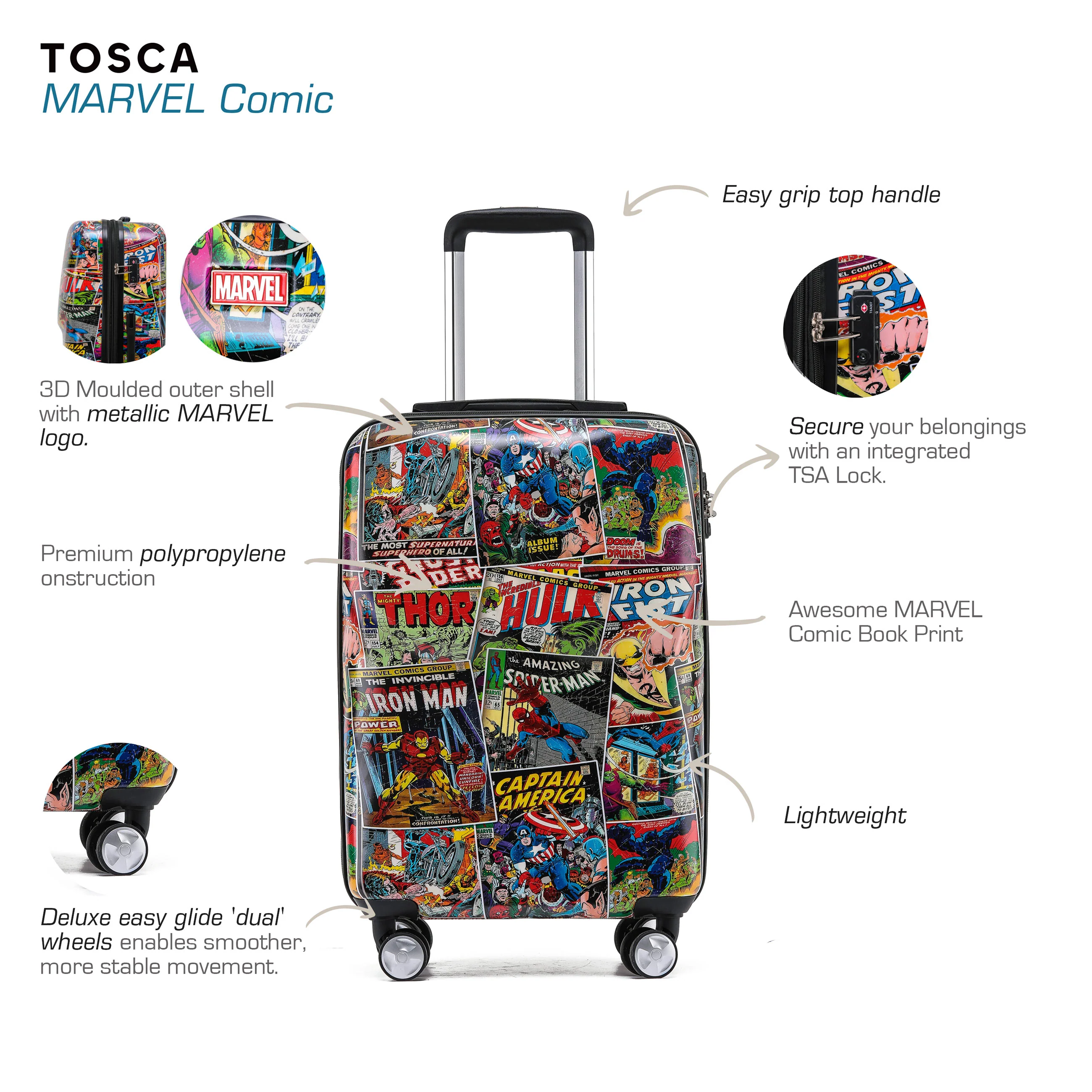 Marvel Comic 50cm Small Hard Carry On - Multi - Image 4